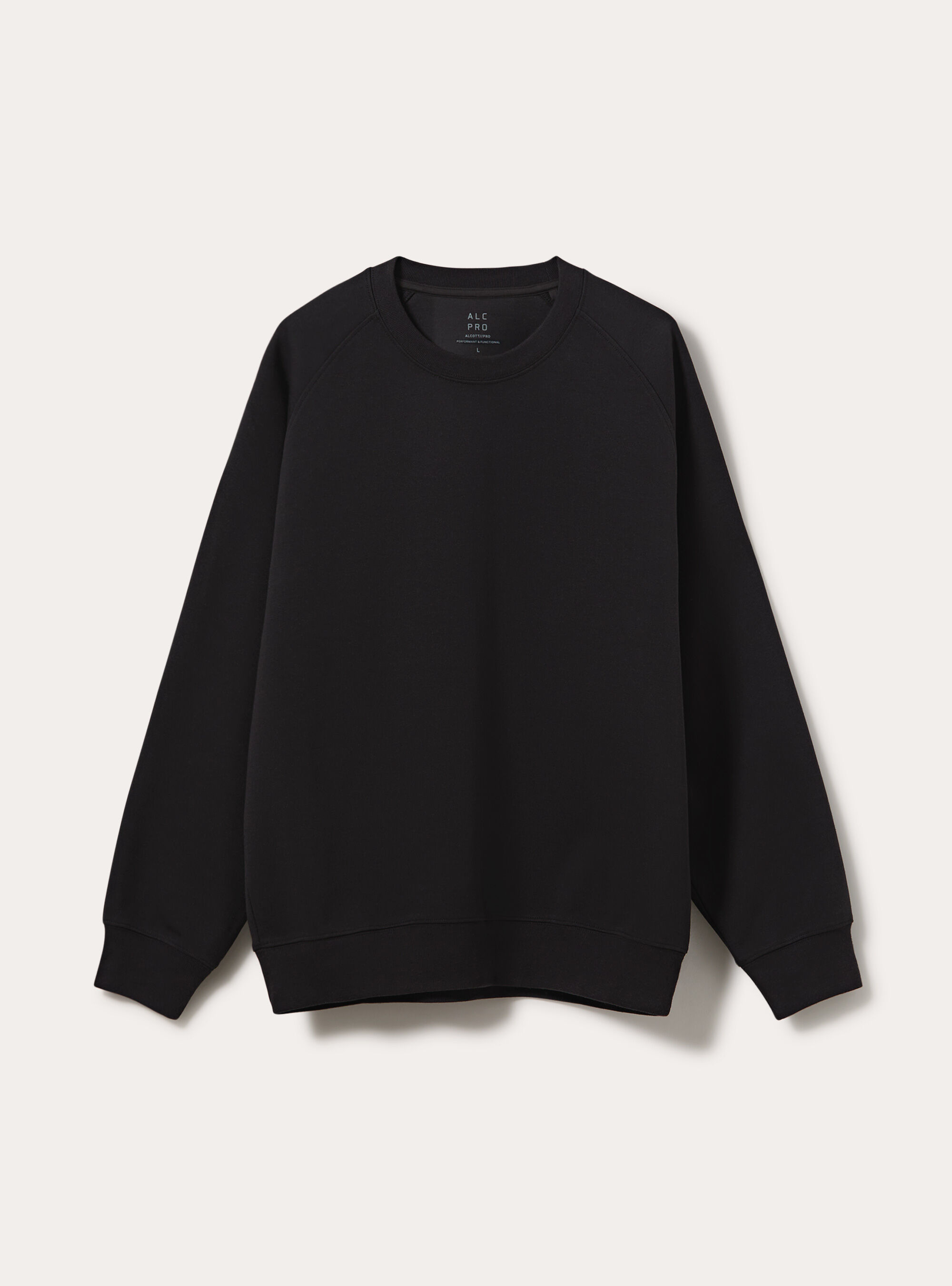 Sweat col rond avec manches raglan en tissu interlock, BK3 BLACK CHARCOAL