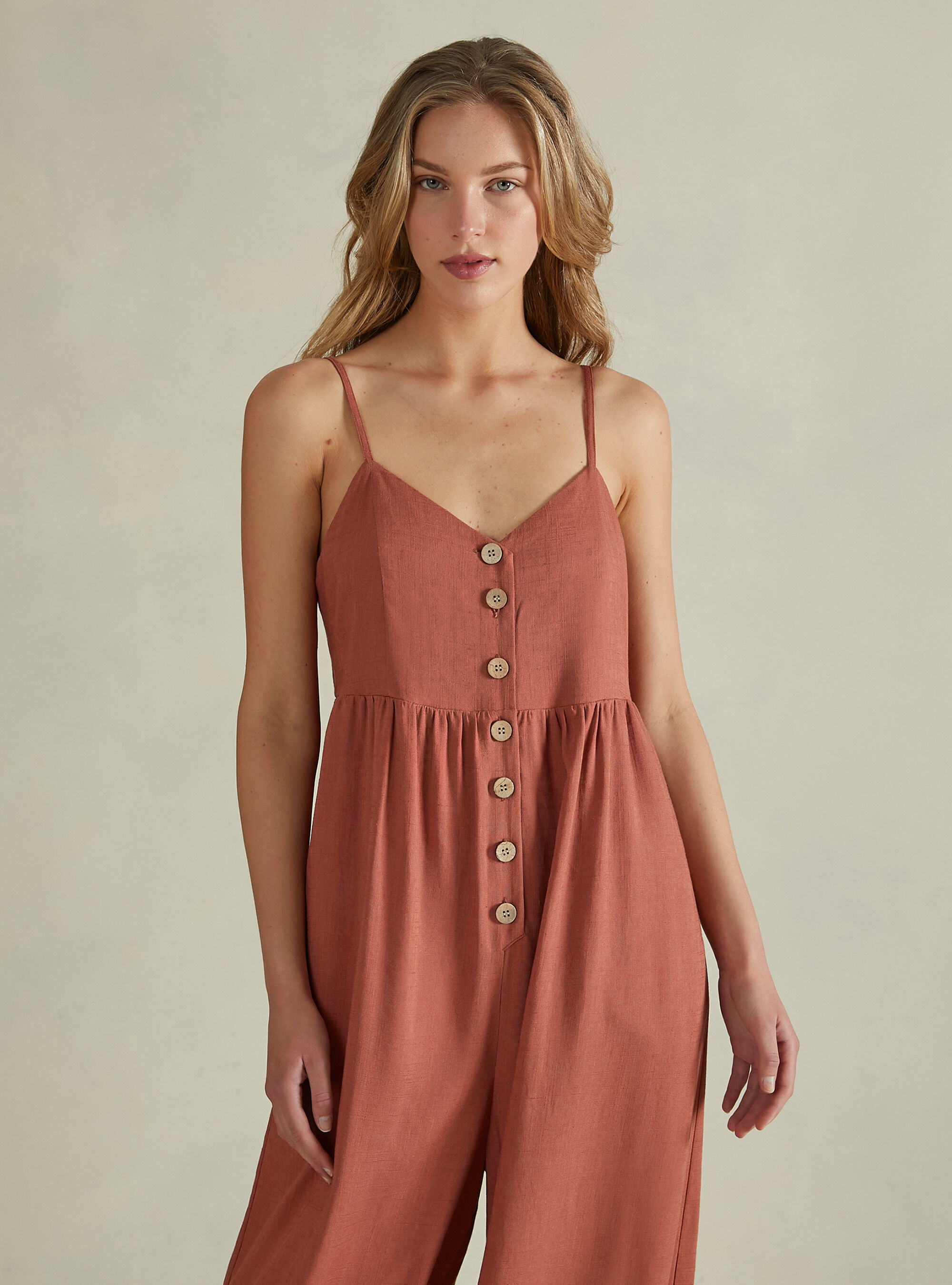 Tuta in misto lino tinta unita, RT2 RUSTY MEDIUM