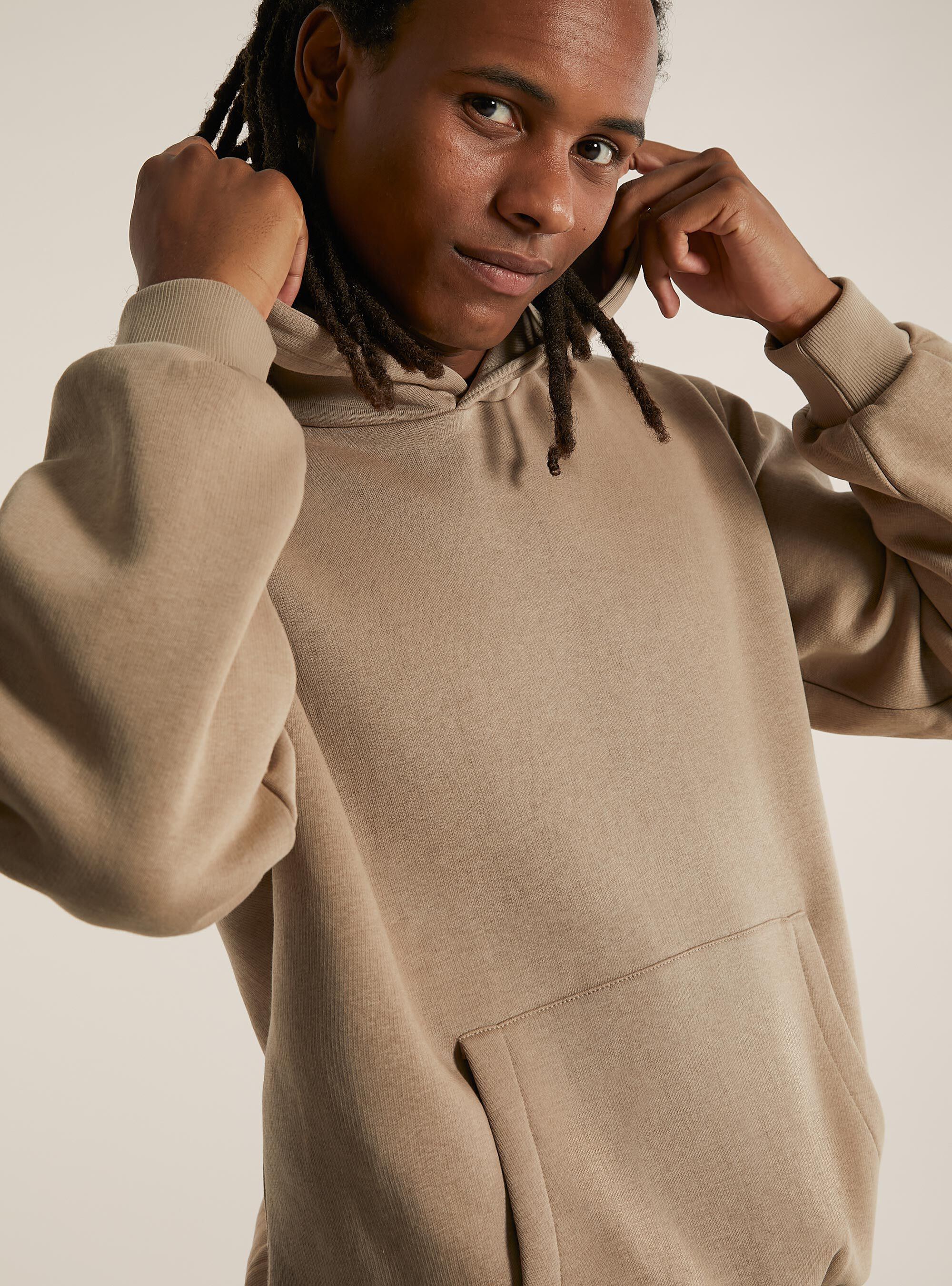 Sudadera con capucha Boxy Fit, BG1 BEIGE DARK