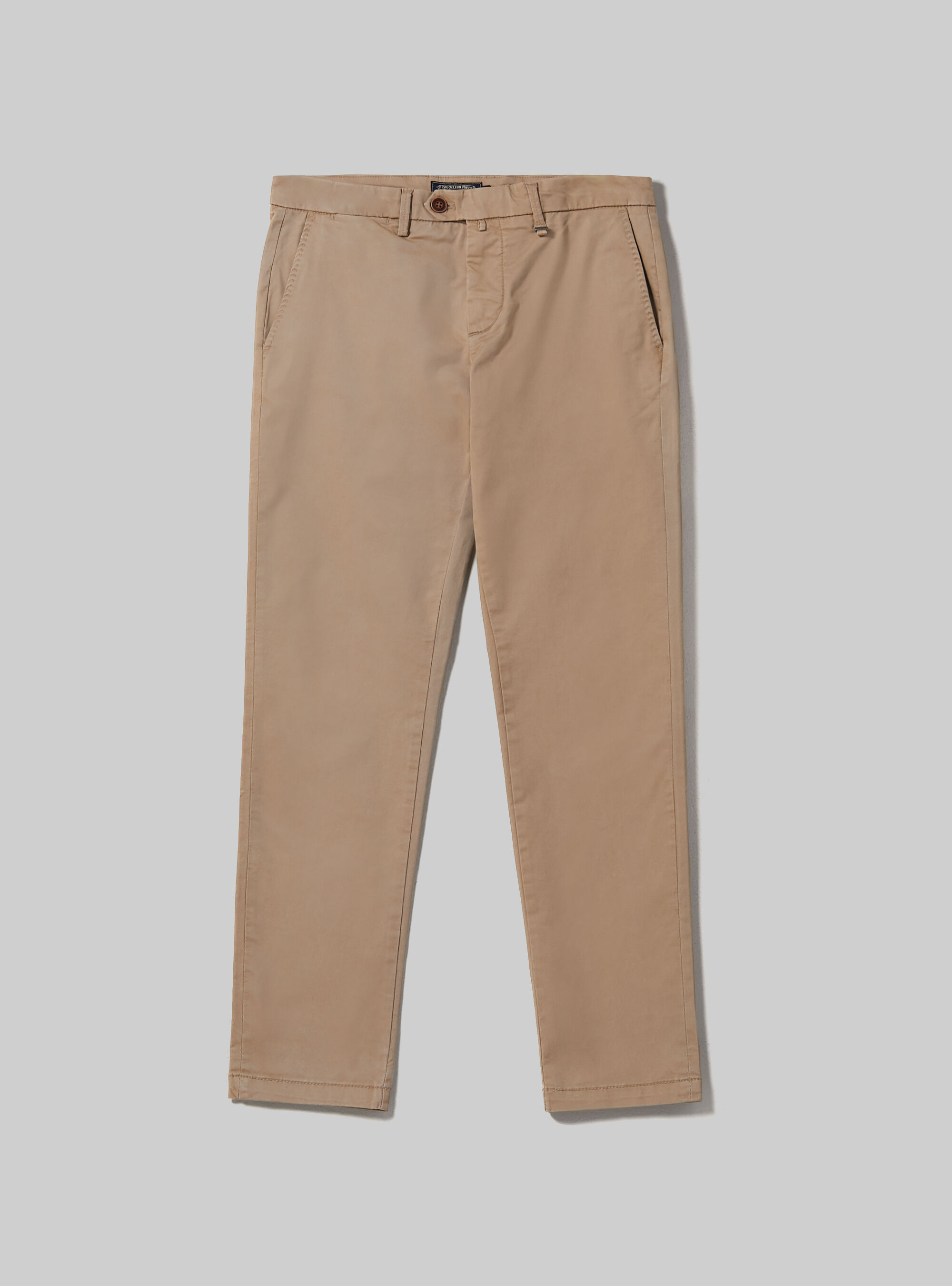 Pantalones chinos de sarga de algod&oacute;n el&aacute;stico, C5488 BEIGE