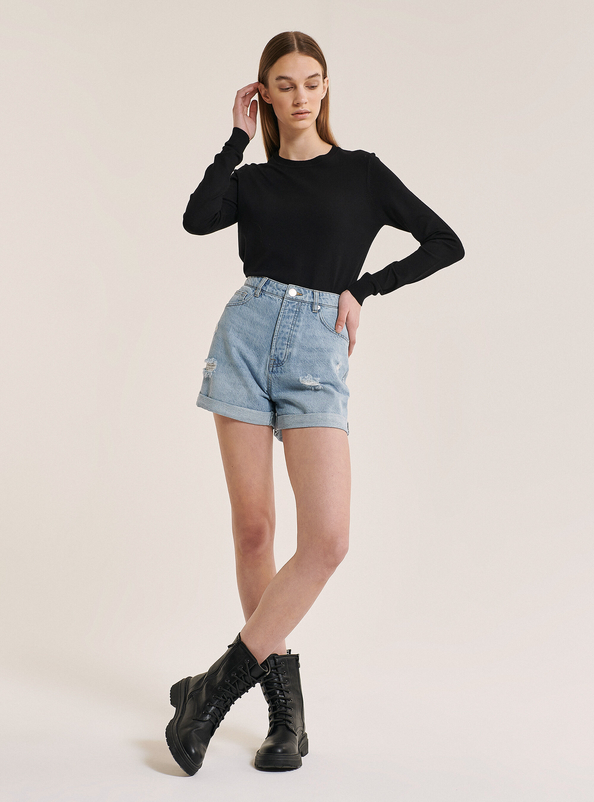 Zara denim hot sale mom shorts