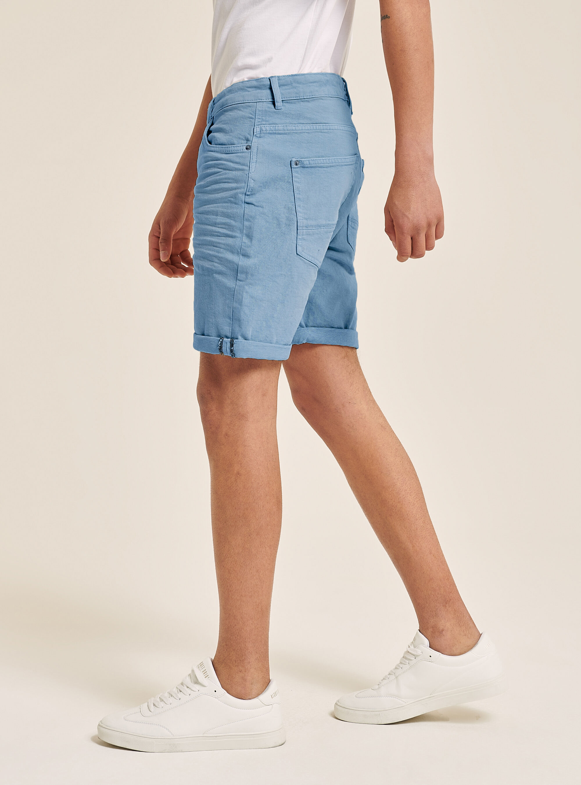Bermuda in cotone twill stretch tinto in capo, AZ2 AZURE MEDIUM