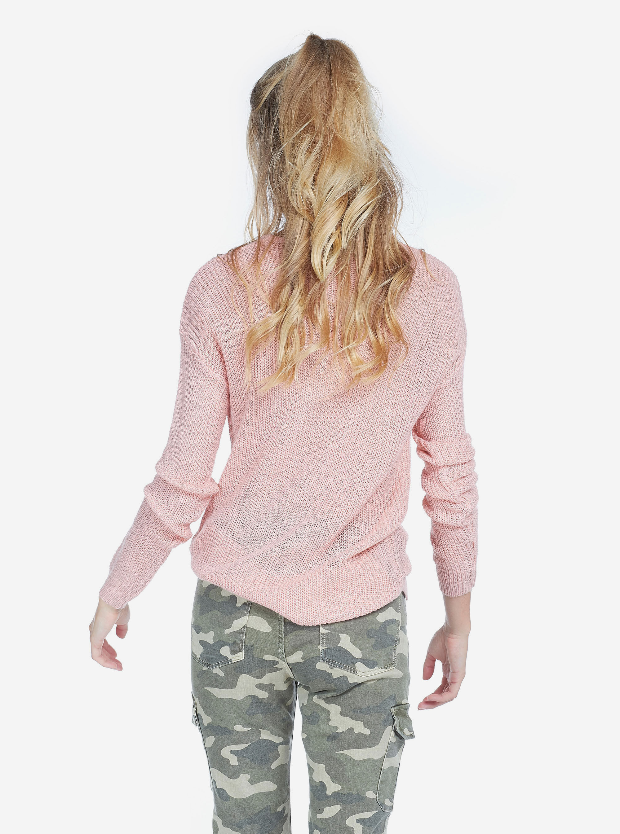 WIDE SWEATER WITH SIDE SLITS, PINK