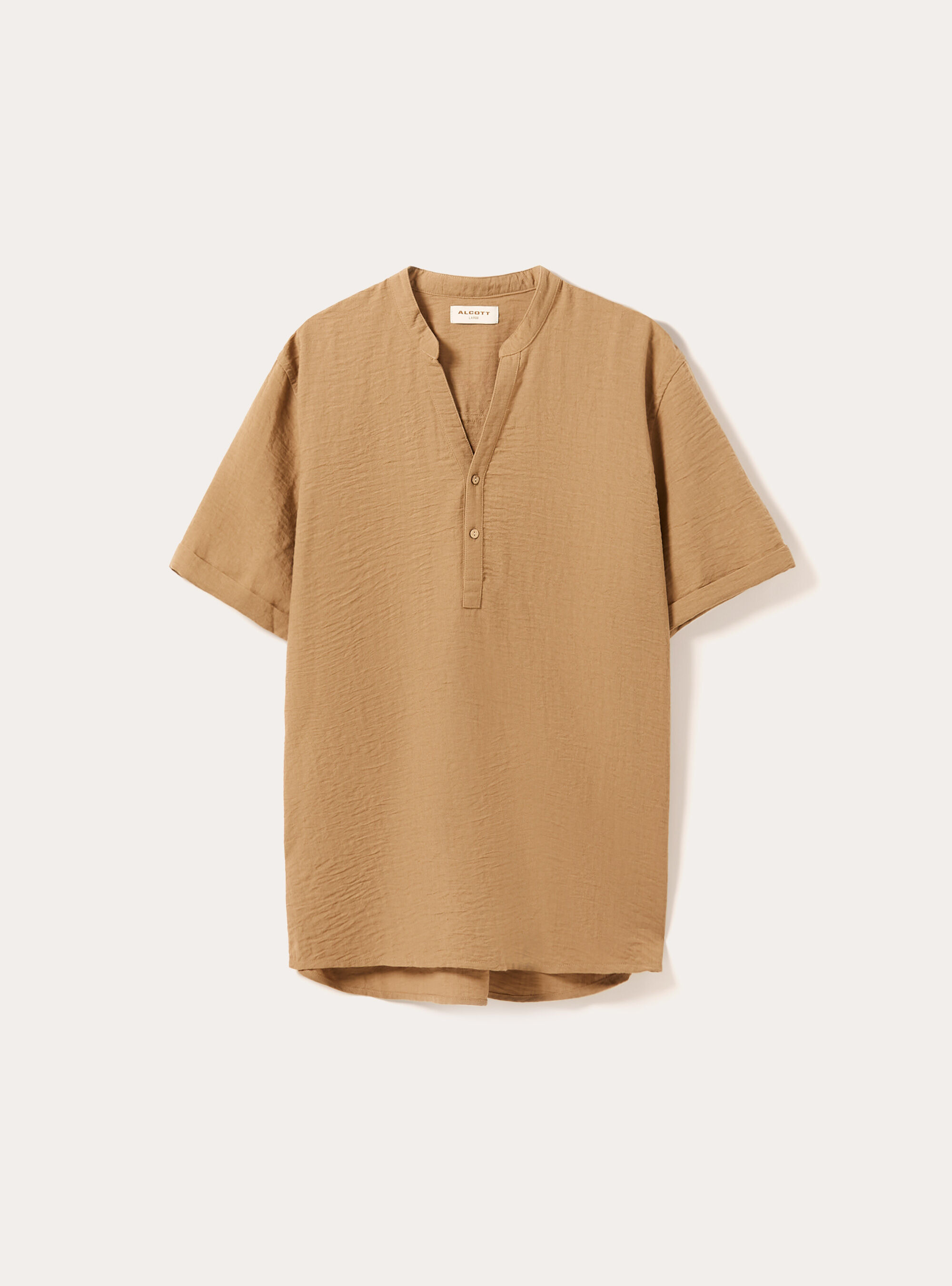 Shirt with Korean collar, TB1 TOBACCO DARK