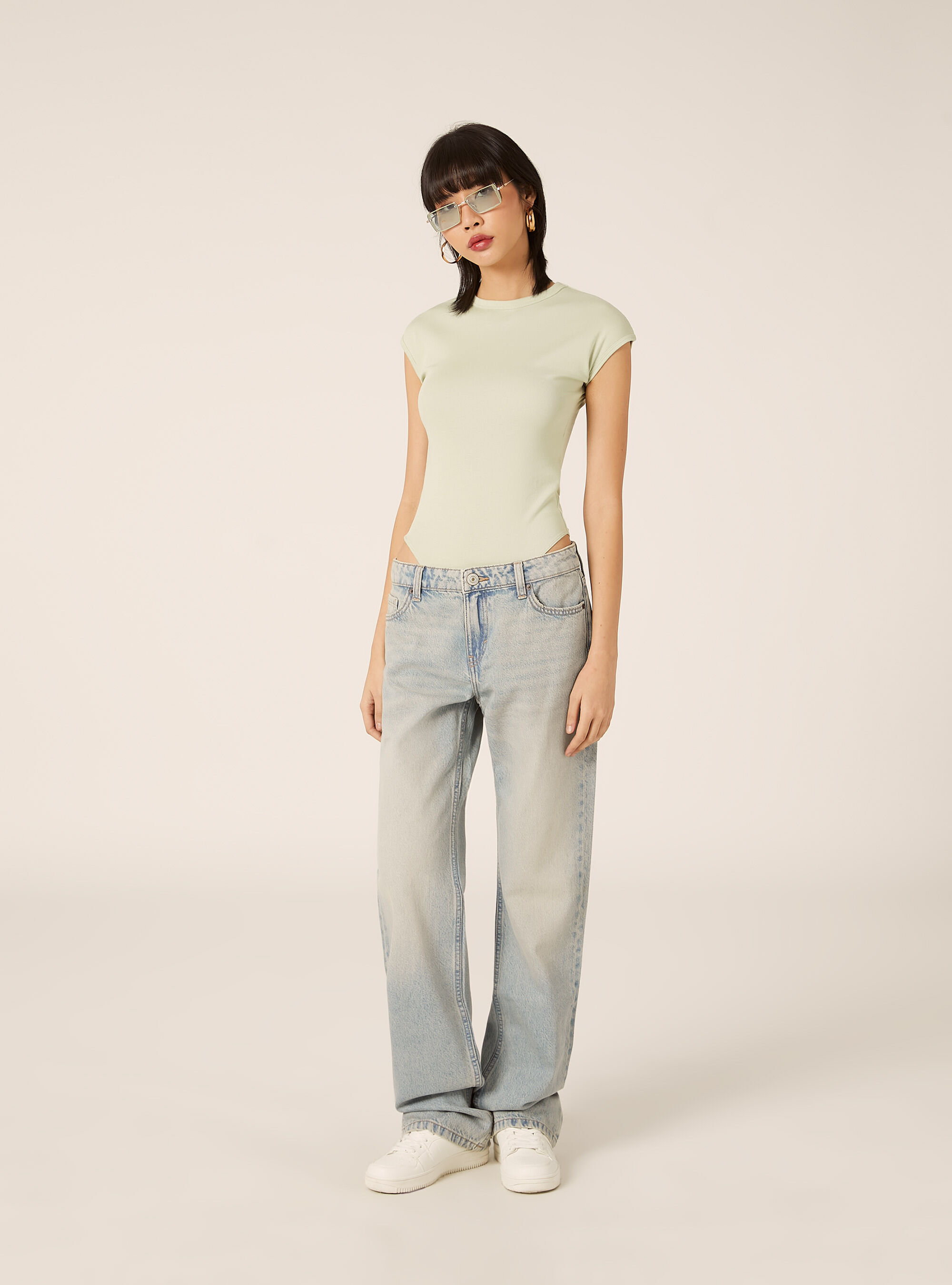 Body aus gerippter Stretch-Baumwolle