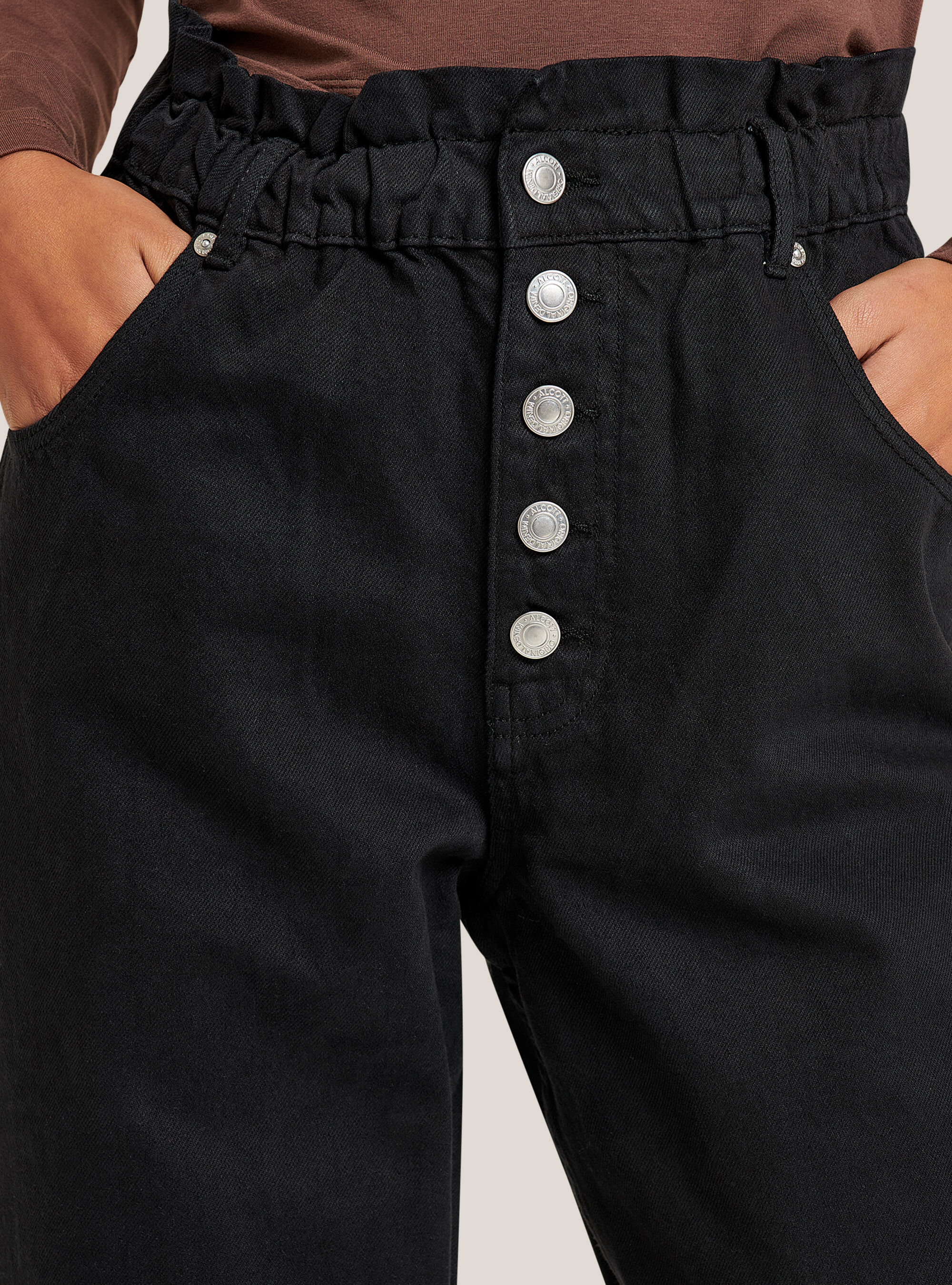 Slouchy cotton jeans, BLACK