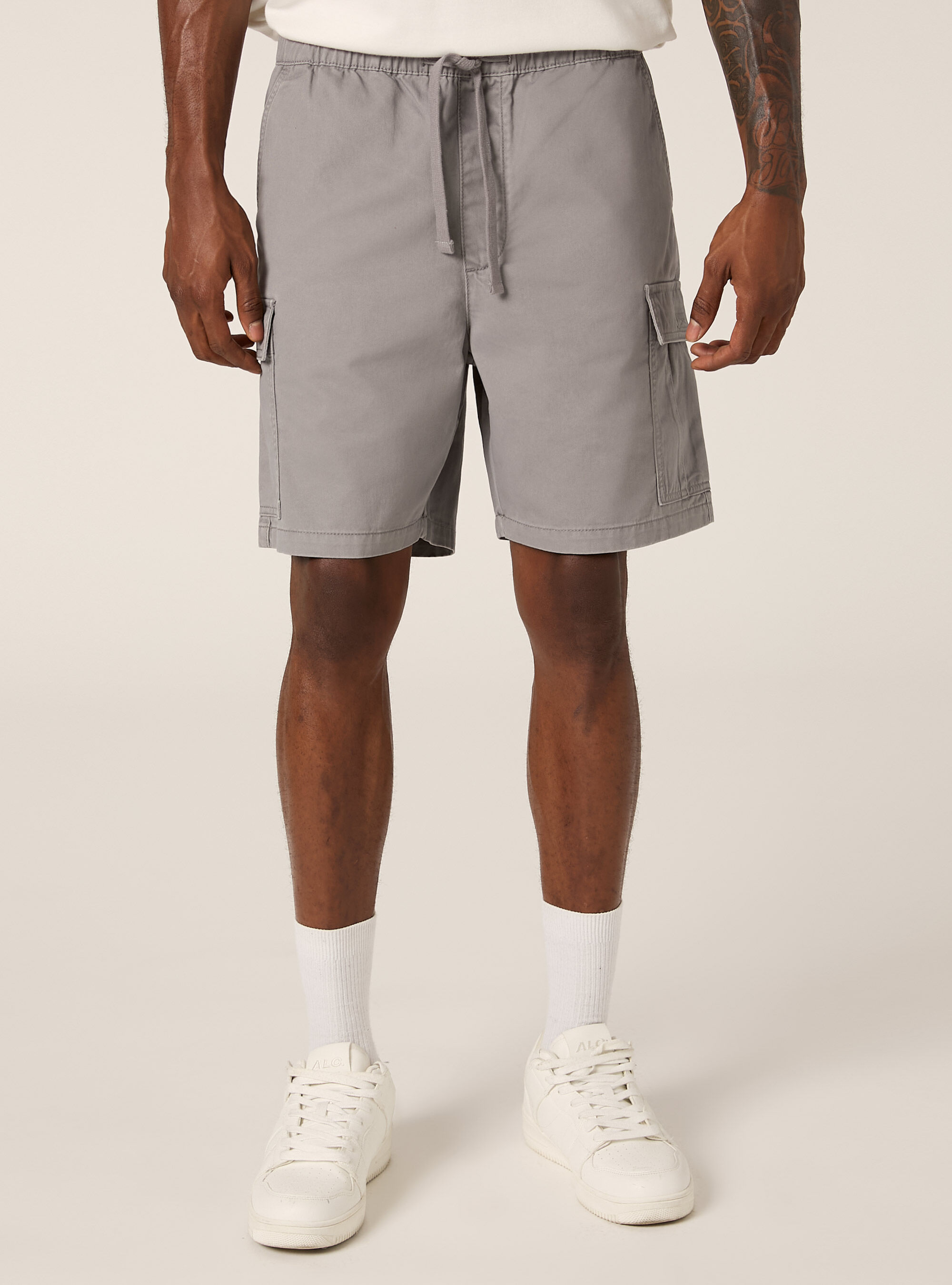 Bermuda cargo de sarga con cord&oacute;n de ajuste, GY3 GREY LIGHT