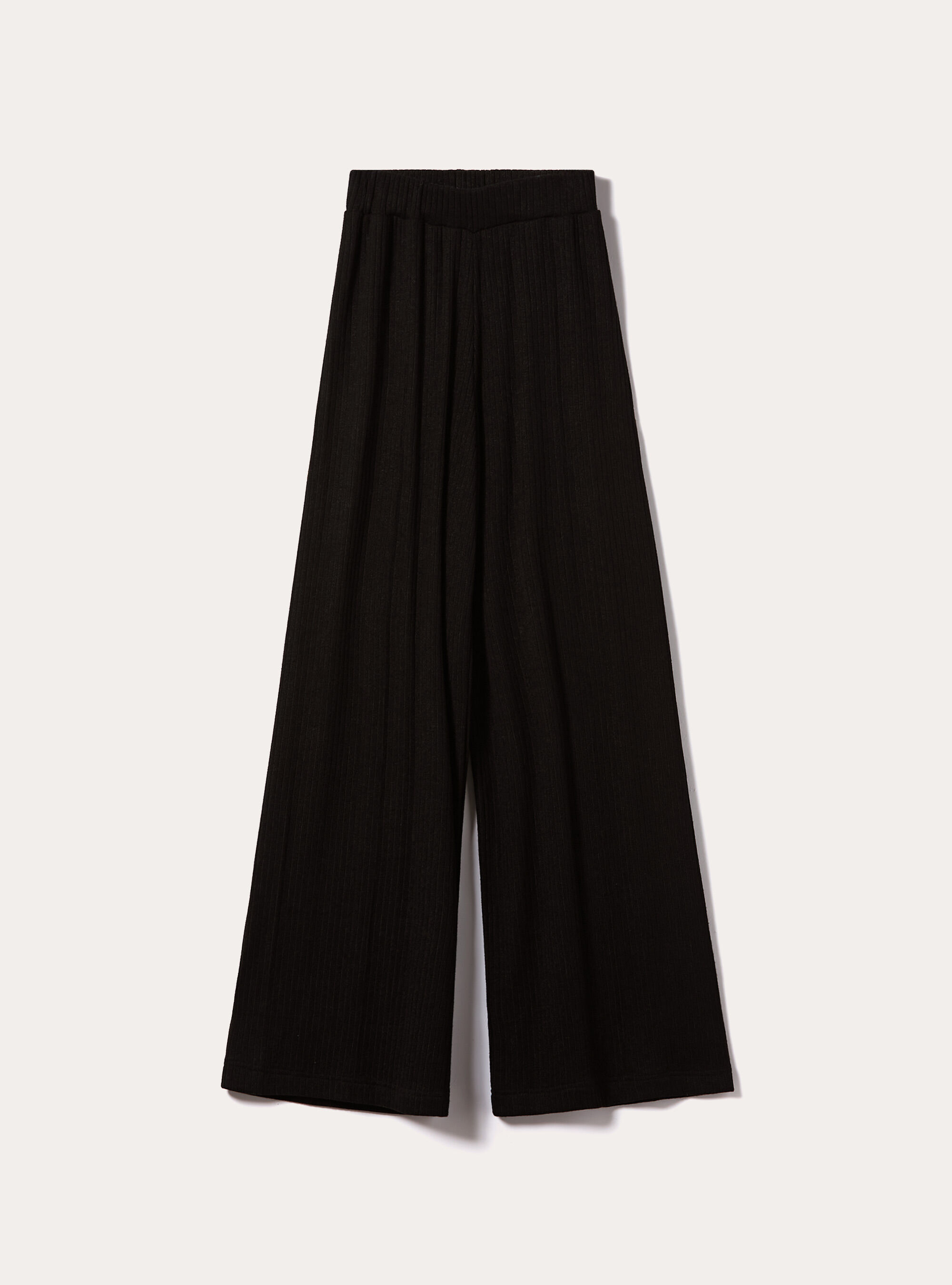 Pantaloni in maglia a palazzo, BK1 BLACK