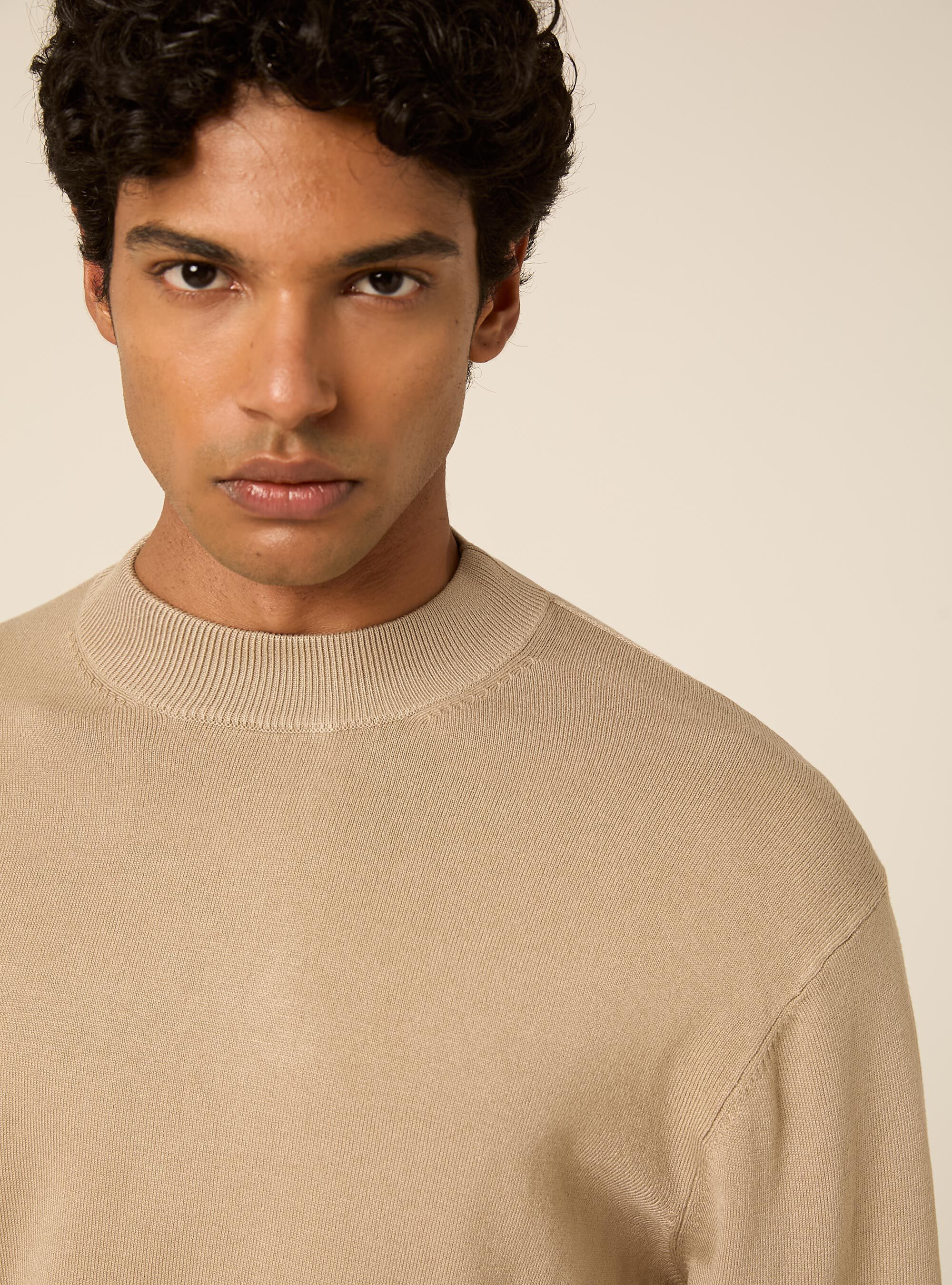 Maglia mezzocollo rasata, BEIGE MEDIO