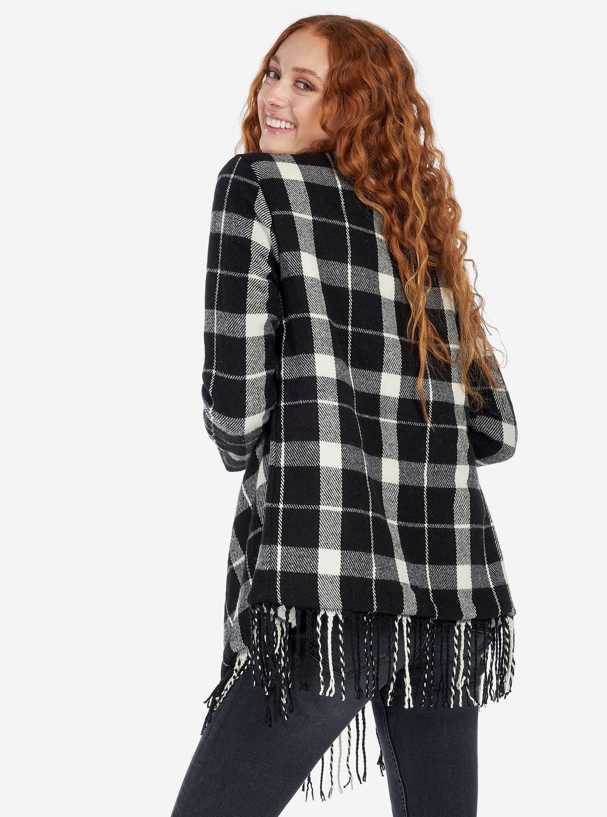 JACKET WITH FRINGES, BLACK