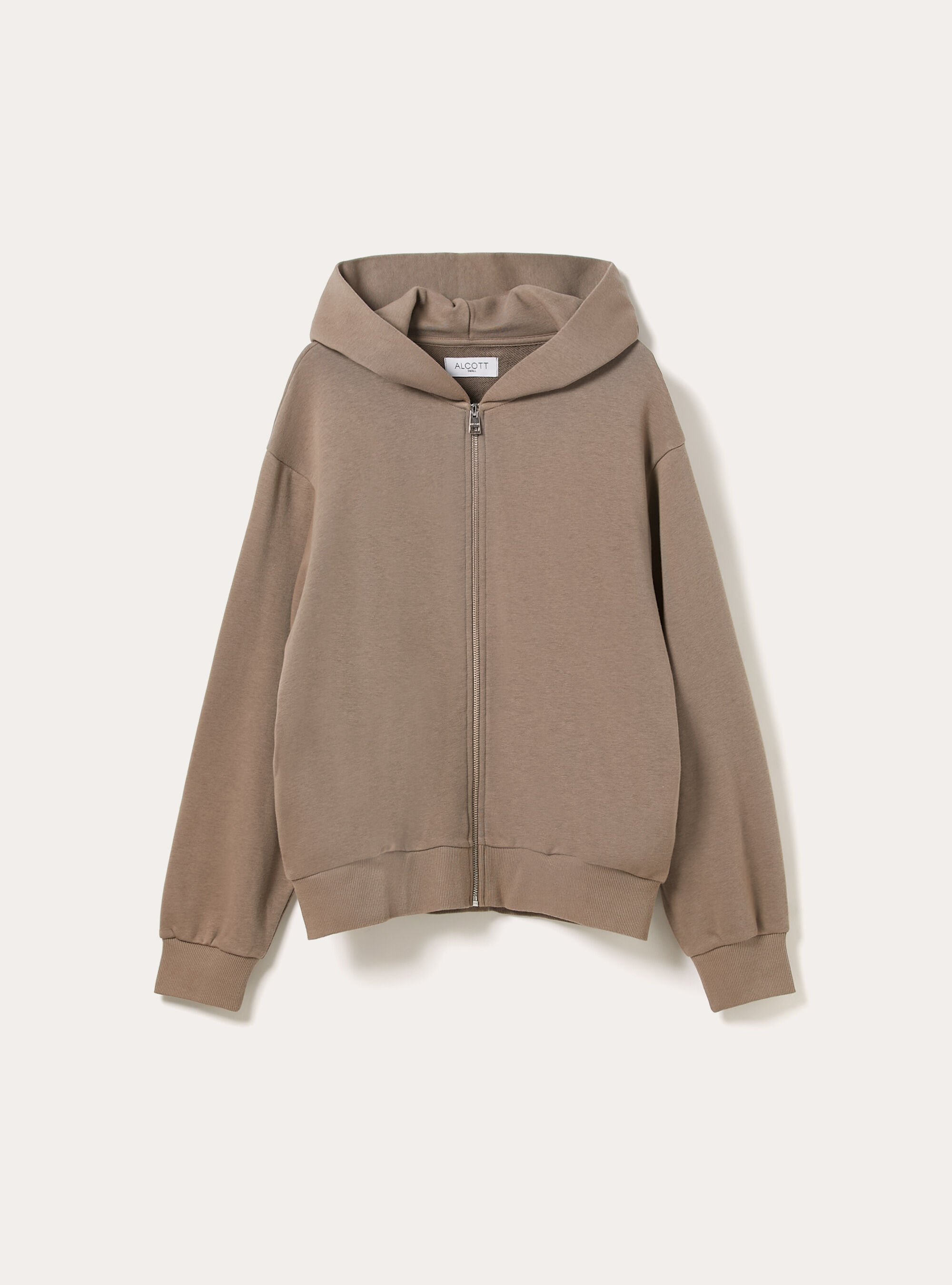 Boxy fit zip-up sweatshirt, BR3 BROWN LIGHT
