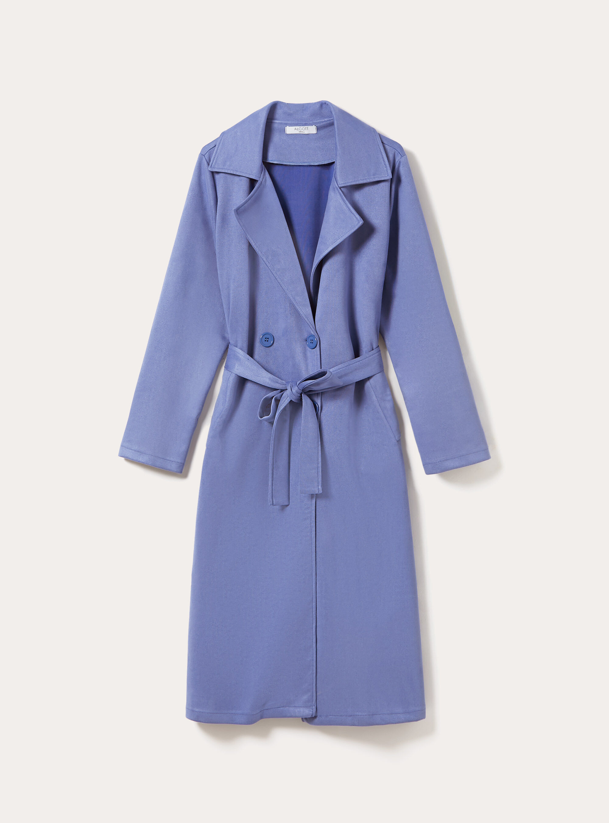 Suede trench coat with belt, AZ2 AZURE MEDIUM