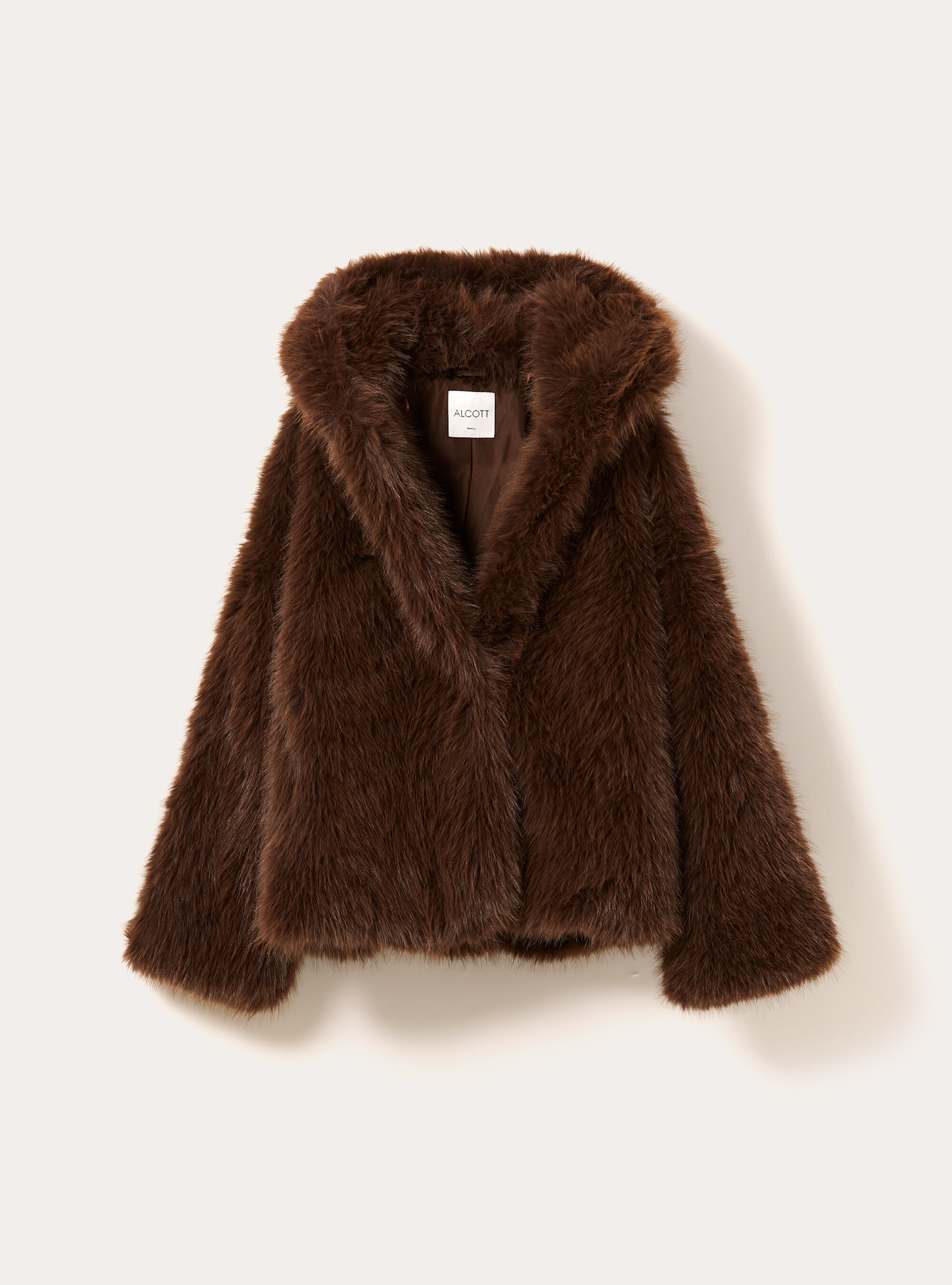 Chaqueta corta de piel sint&eacute;tica, BR2 BROWN MEDIUM