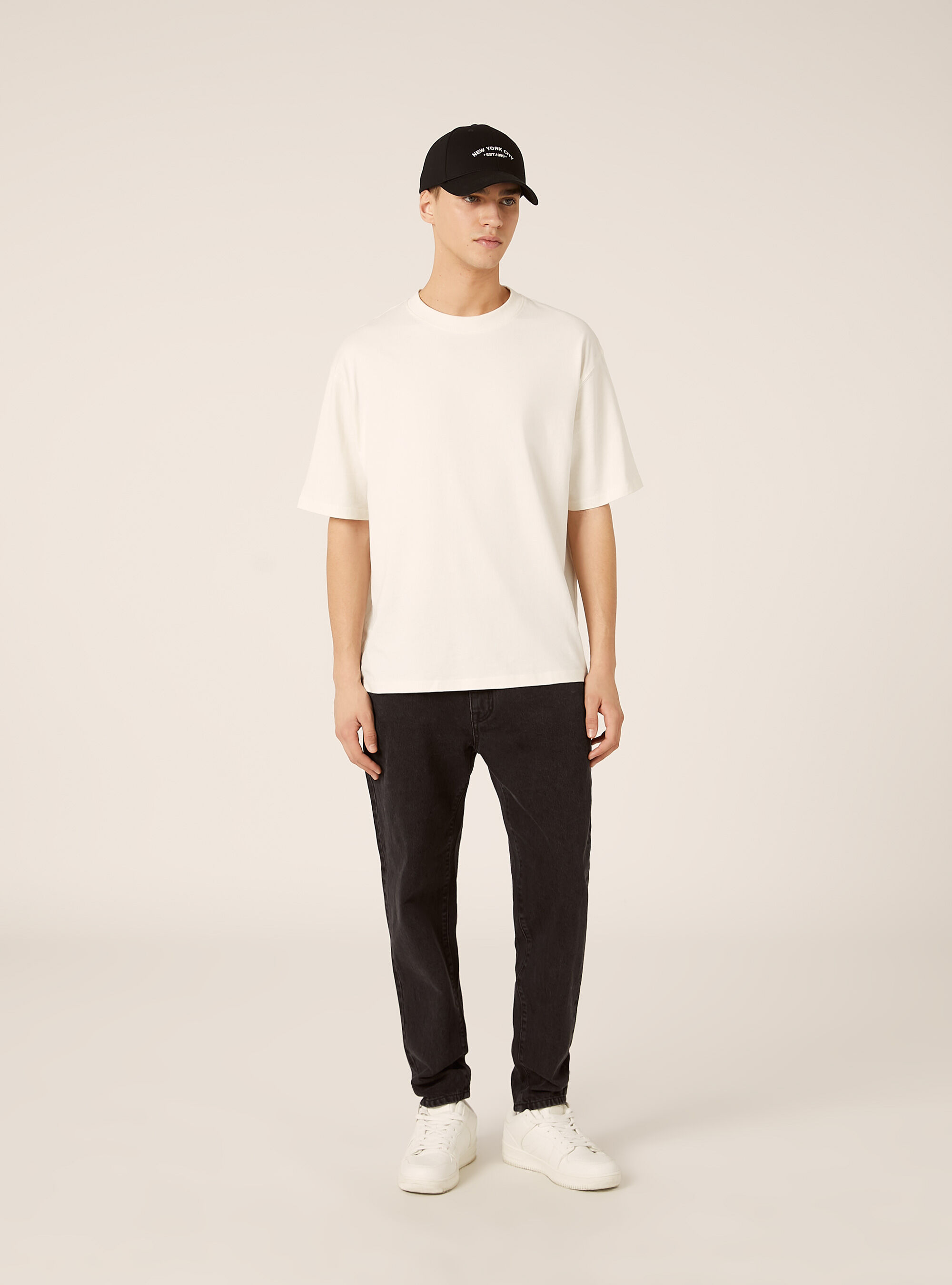 Pantaloni in denim loose fit, D000 BLACK