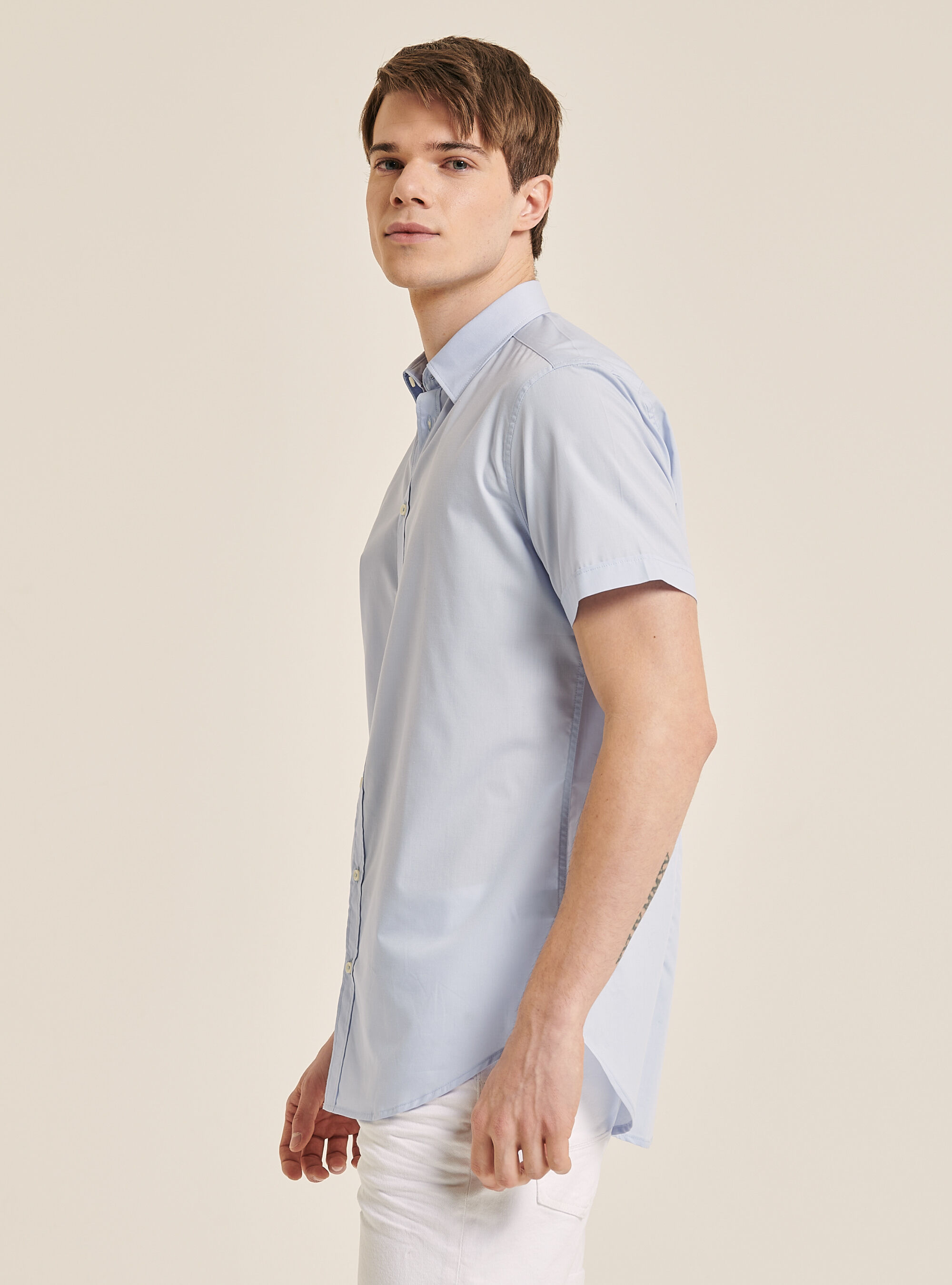 Short-sleeved shirt, AZURE