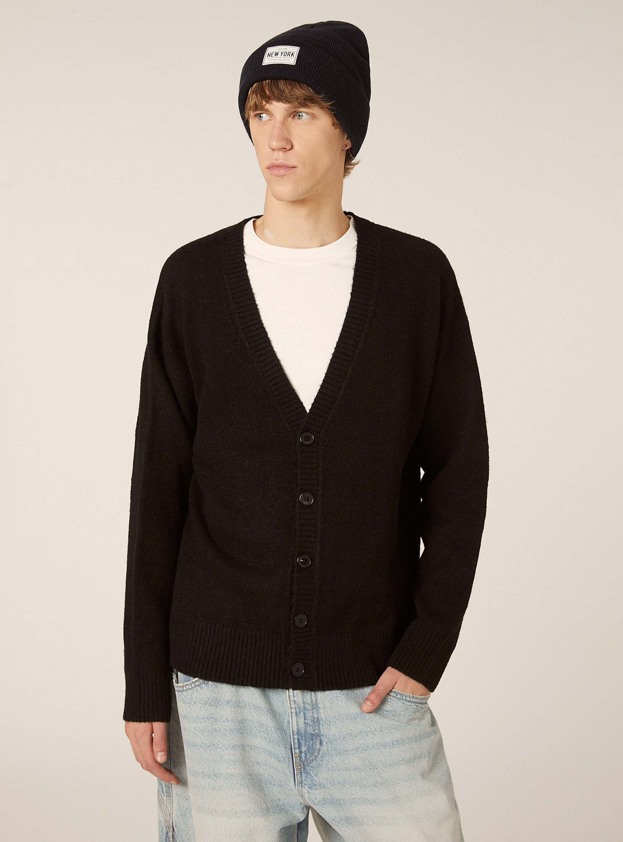 Boxy Fit Cardigan aus Wollmischung