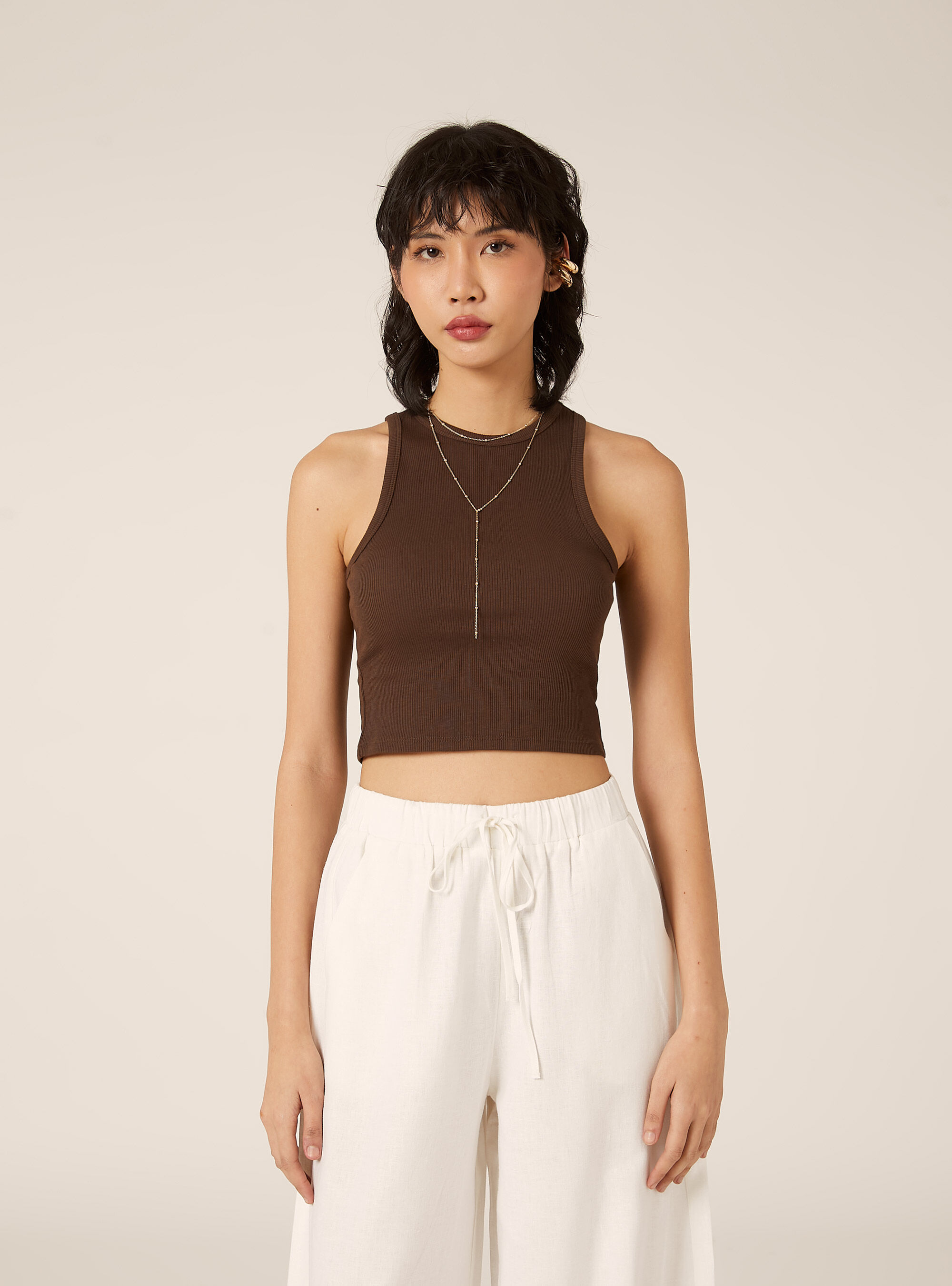 Canotta basic in cannete', BR2 BROWN MEDIUM