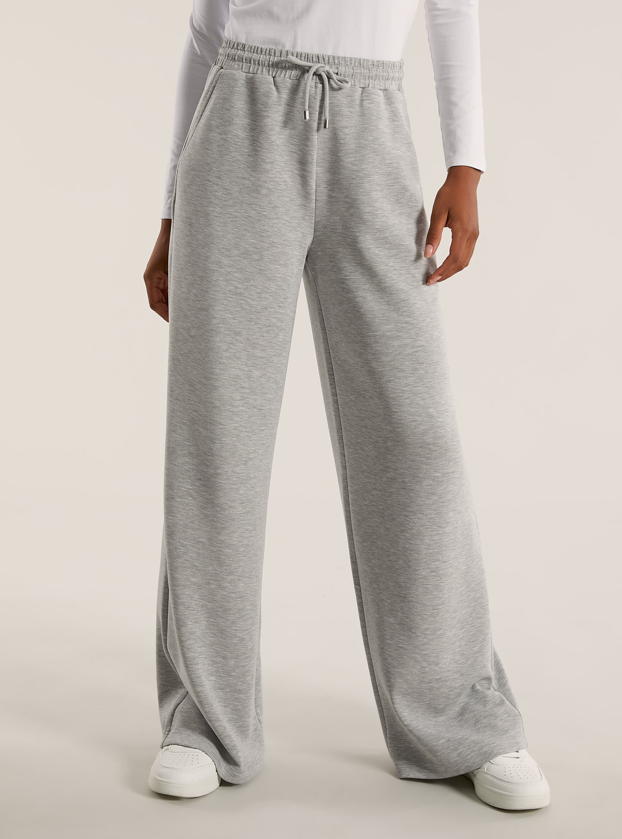 Jogginghose mit weitem Bein und weichem Griff, MGY3 GREY MEL LIGHT