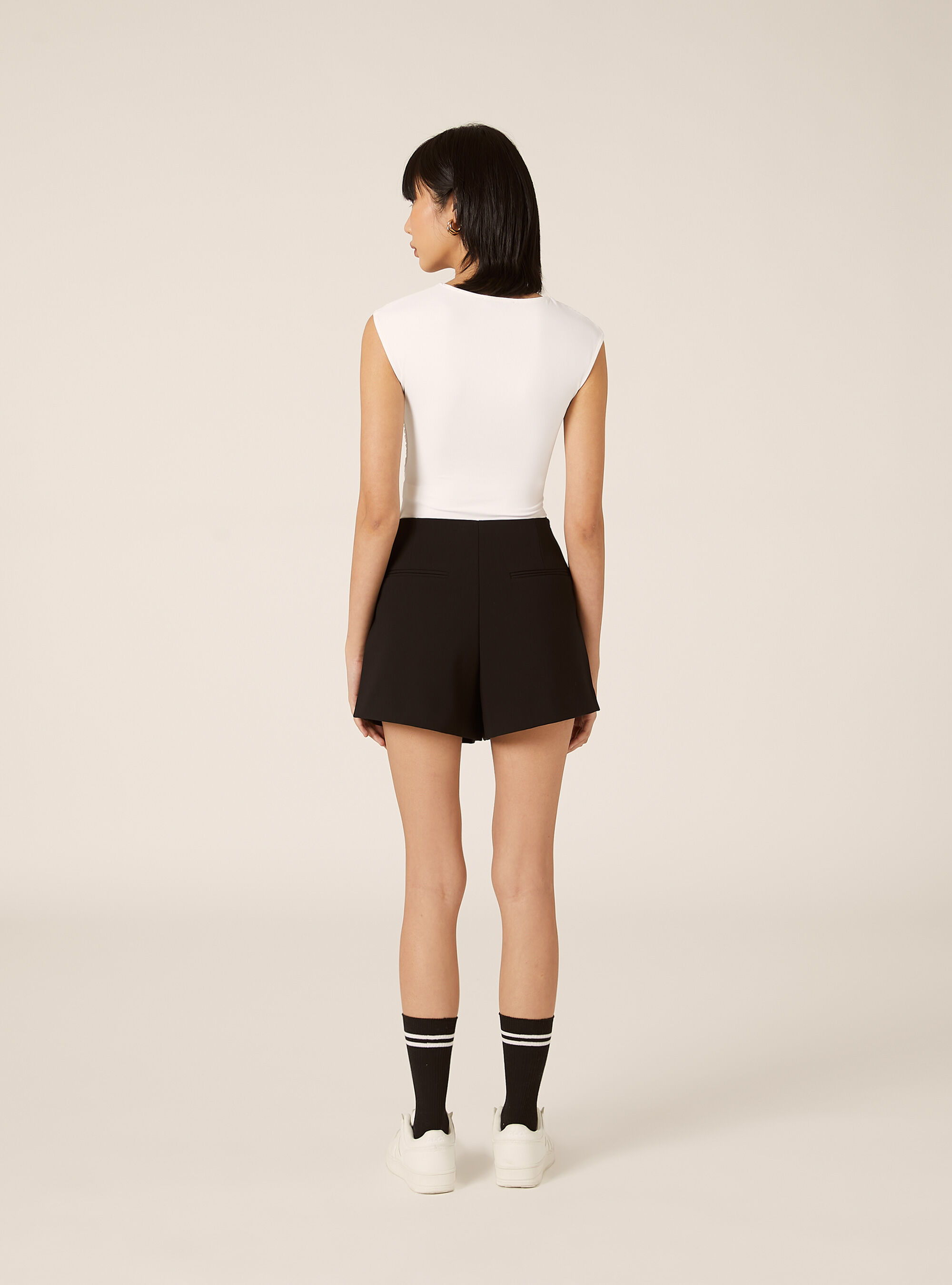 Skort basic a vita alta, BK1 BLACK