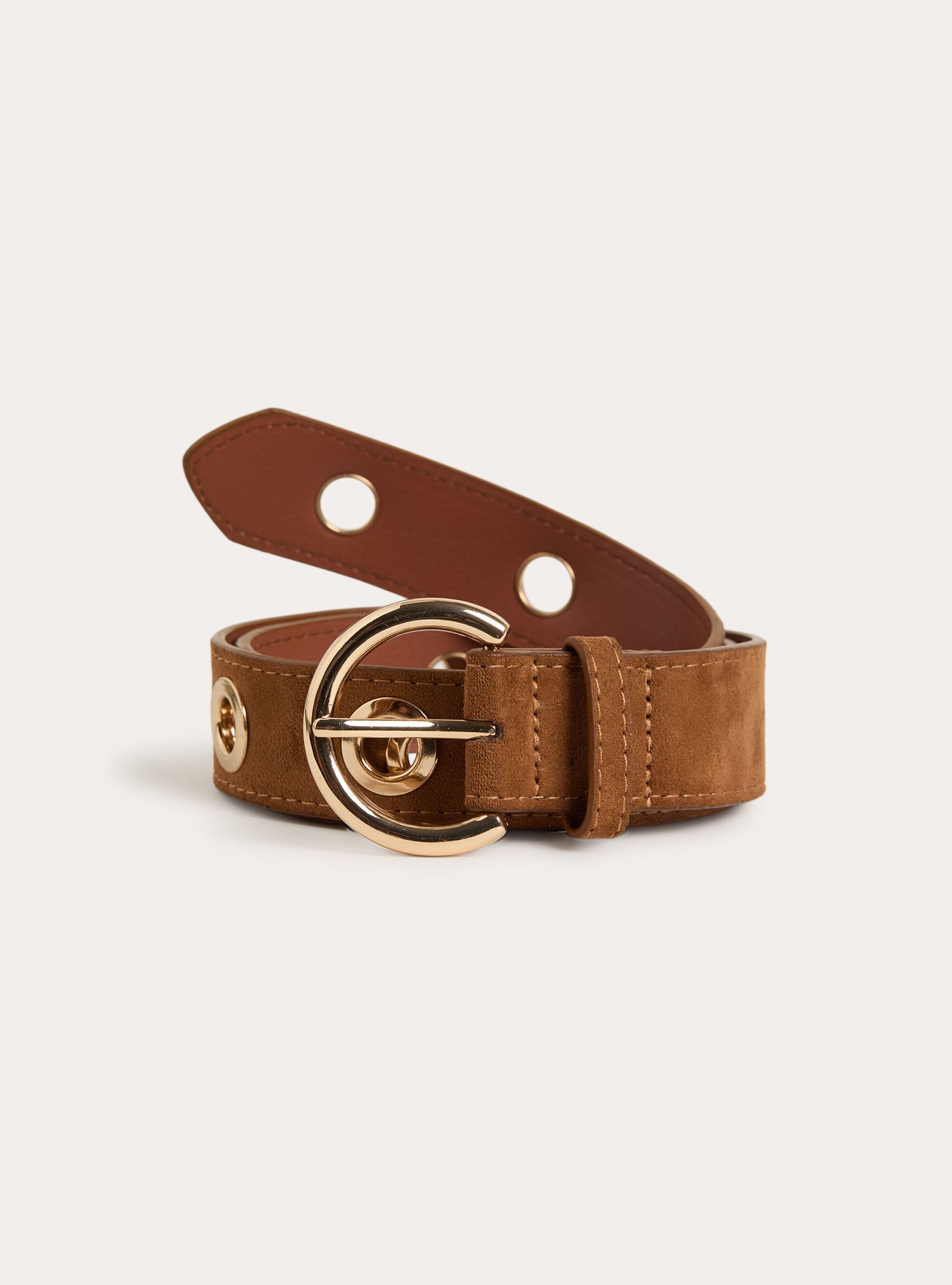 Ceinture effet suede avec oeillets metalliques