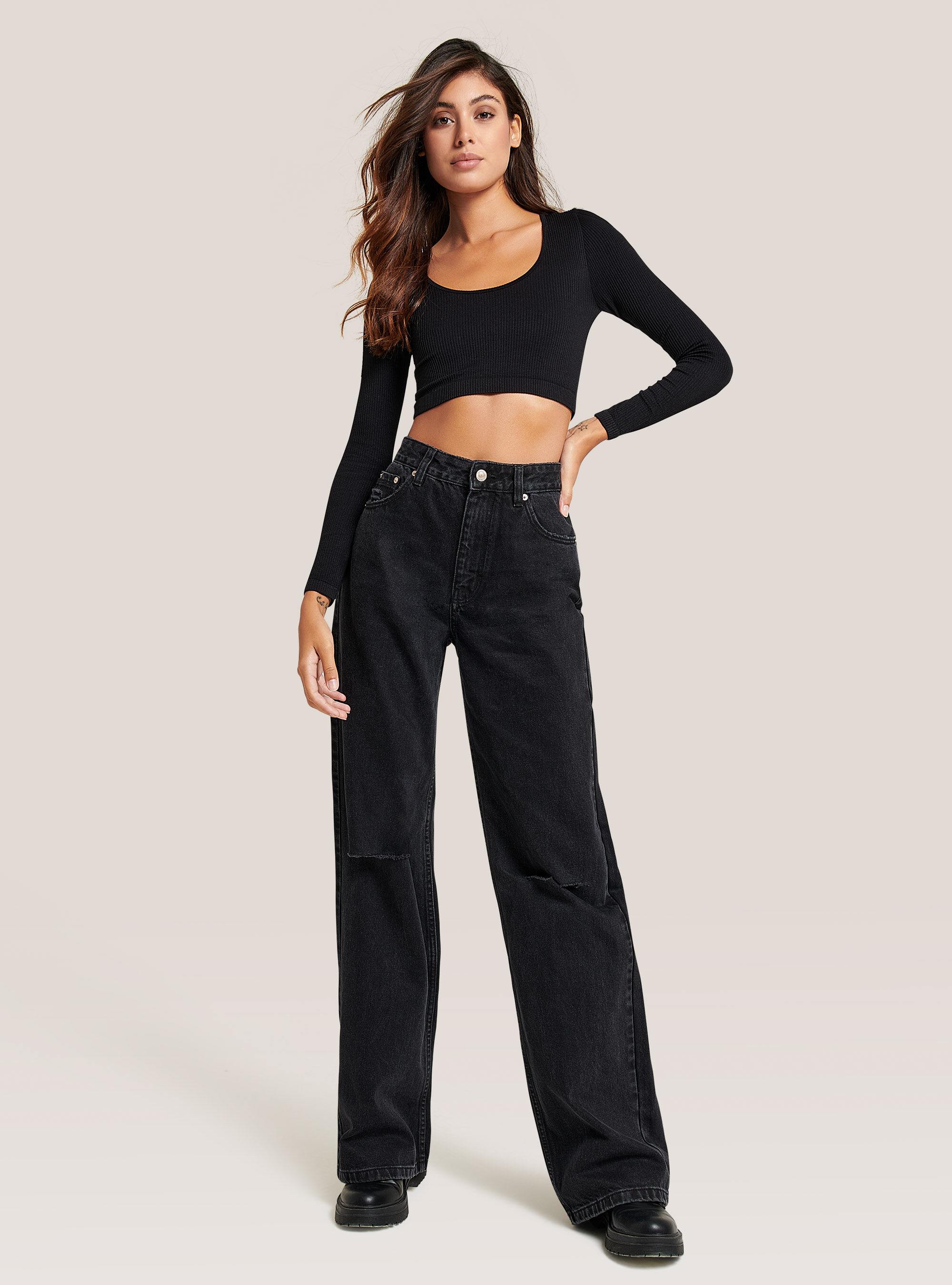 Jean taille online haute et large