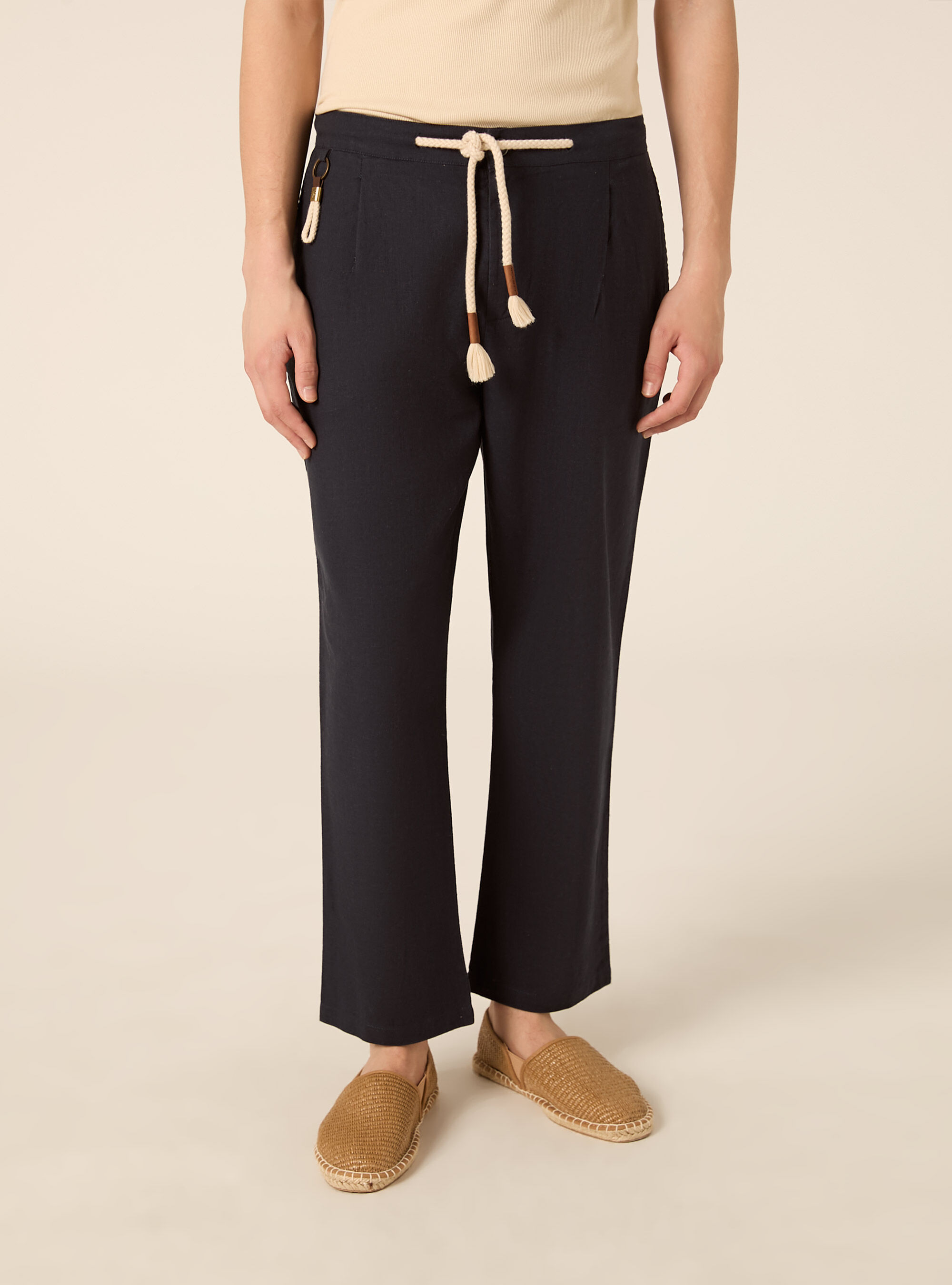 Pantaloni misto lino con coulisse