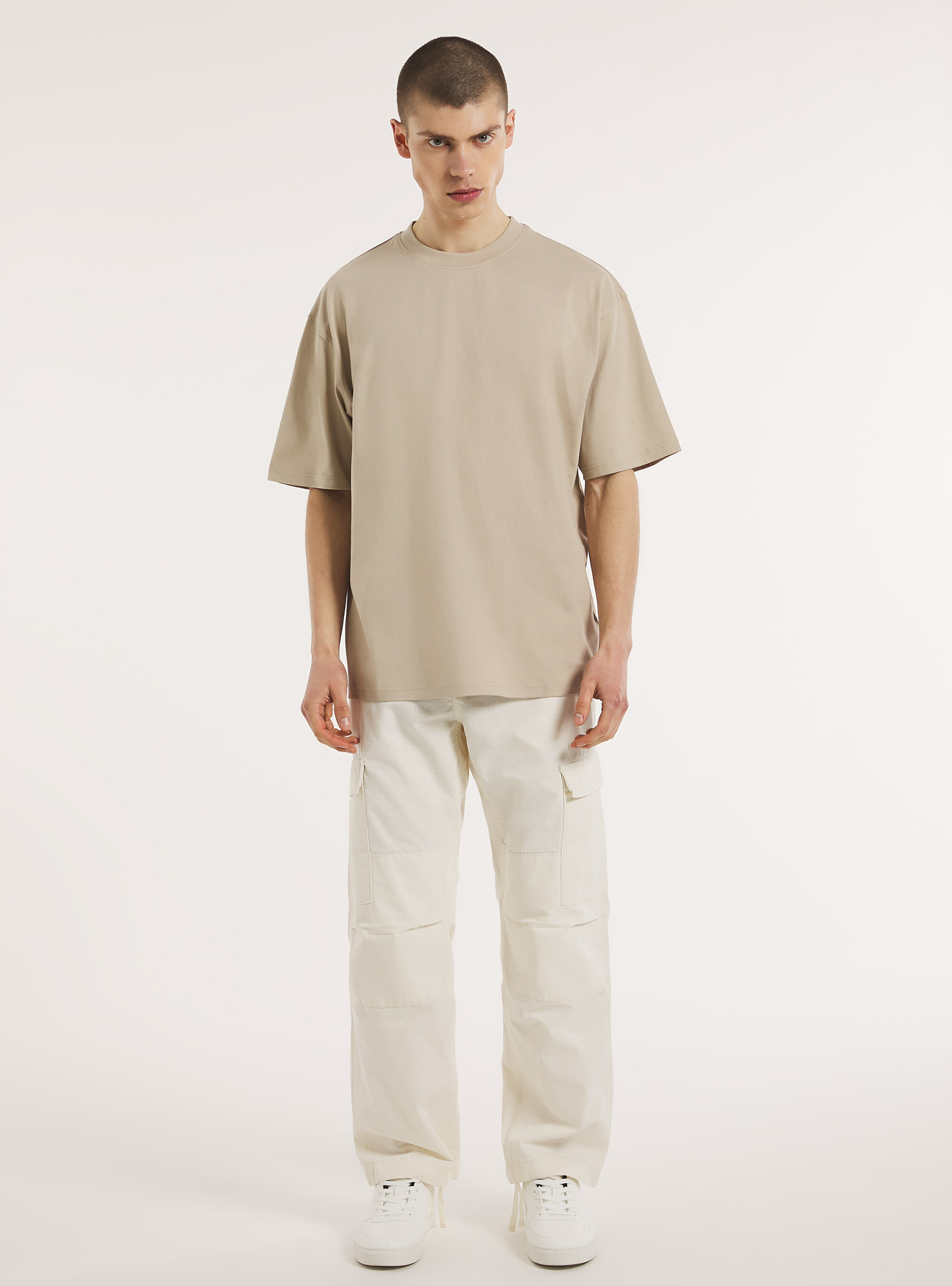 Camiseta de algod&oacute;n boxy fit, BG2 BEIGE MEDIUM