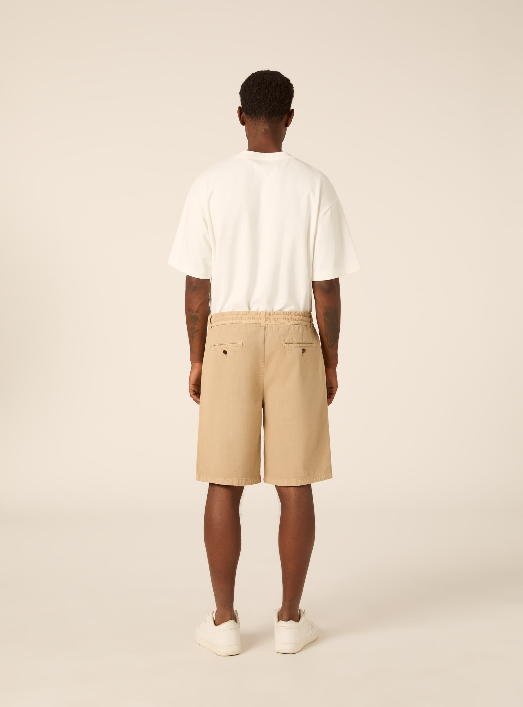 Bermudas de Baby Twill con Pinzas y Cord&oacute;n, TB2 TOBACCO MEDIUM