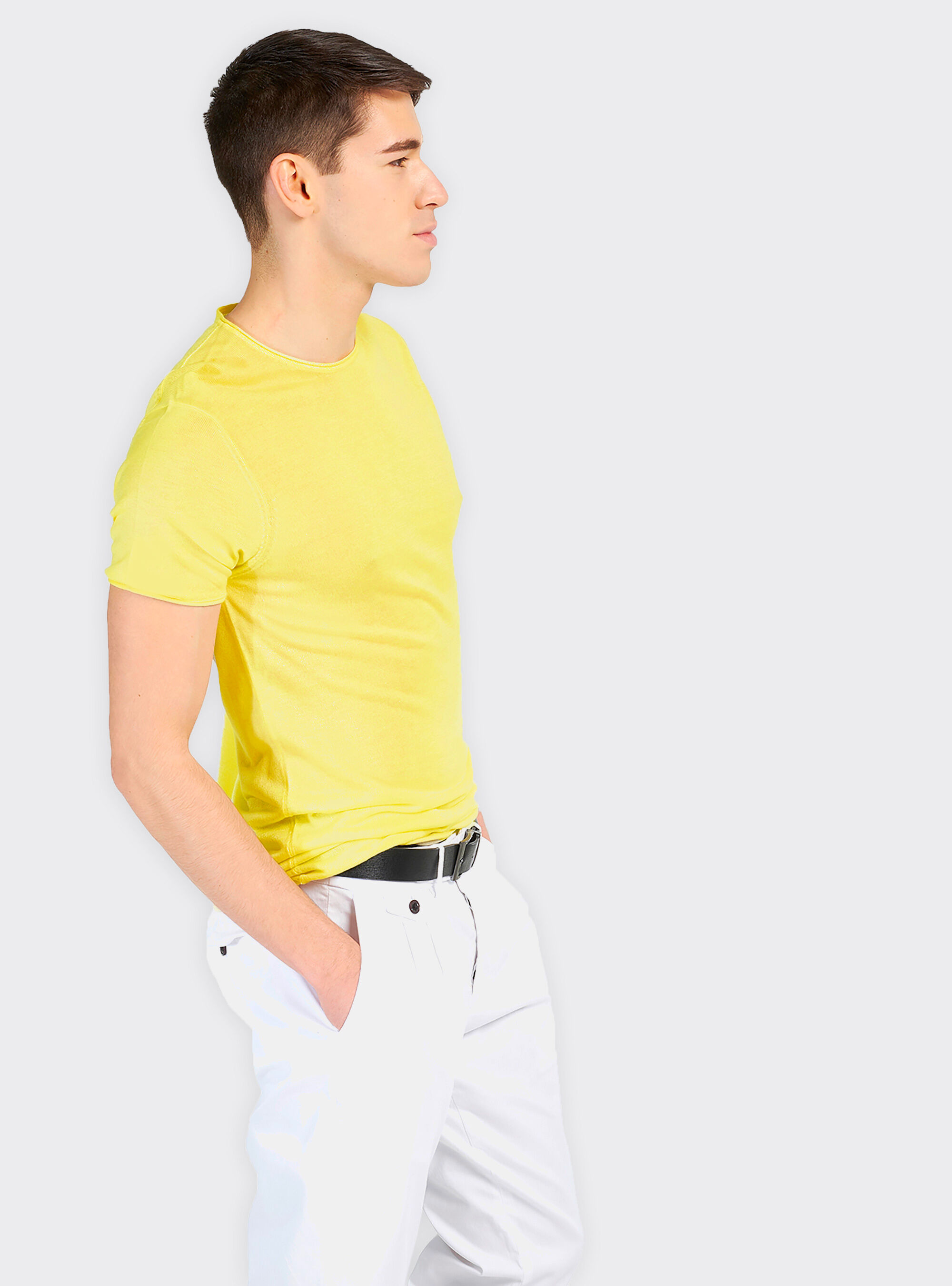 Pure and soft cotton round neck short-sleeved, C785 YELLOW
