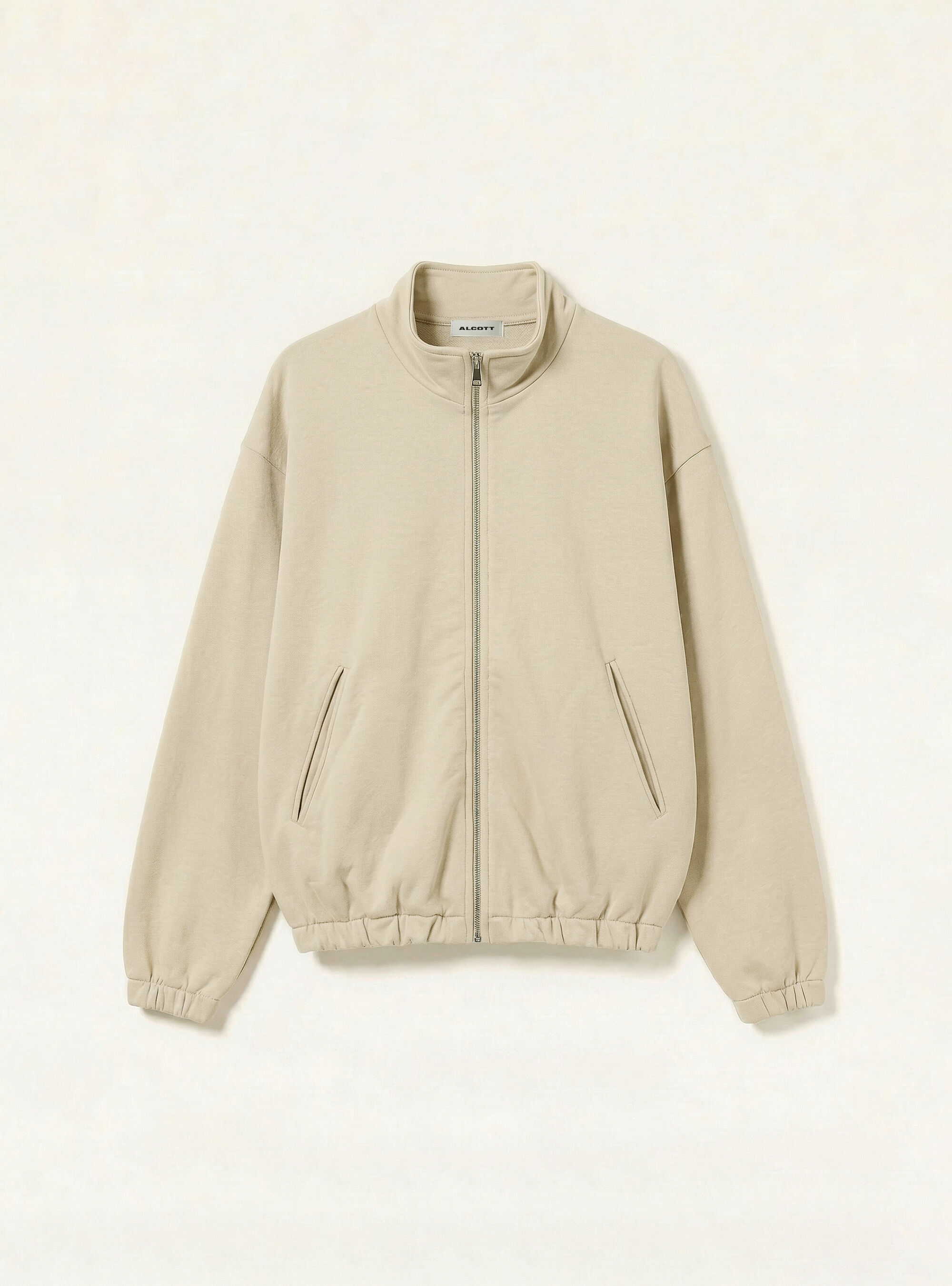 Cardigan in felpa mezzo collo, BG3 BEIGE LIGHT