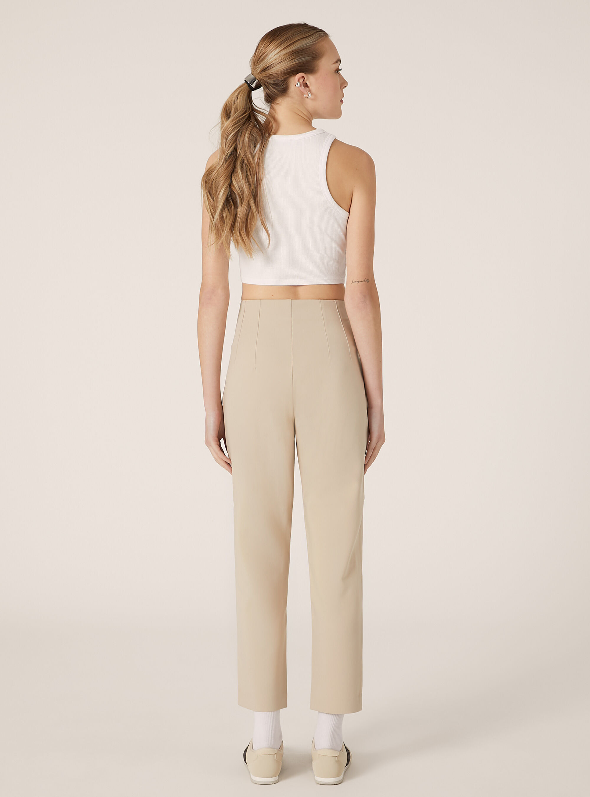 Pantalon uni &agrave; plis, BG3 BEIGE LIGHT