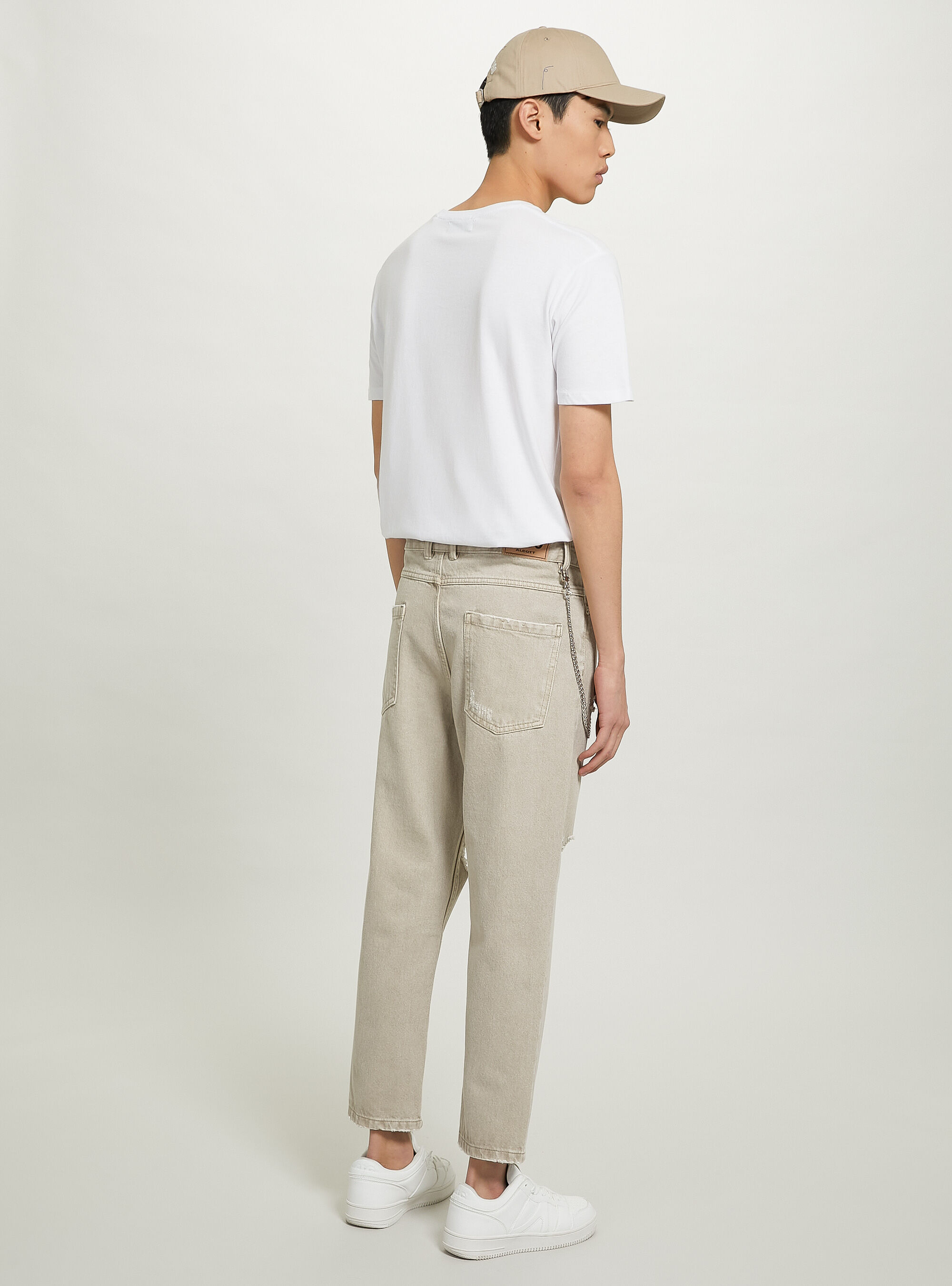 Relaxed fit jeans with chain, BG3 BEIGE LIGHT