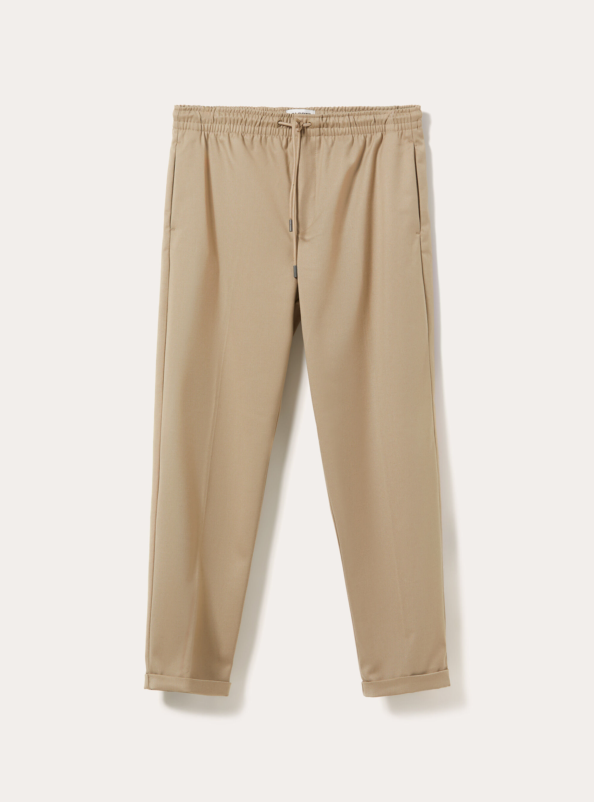Pantalon jogger de vestir con cintura elastica y cordon, BG2 BEIGE MEDIUM