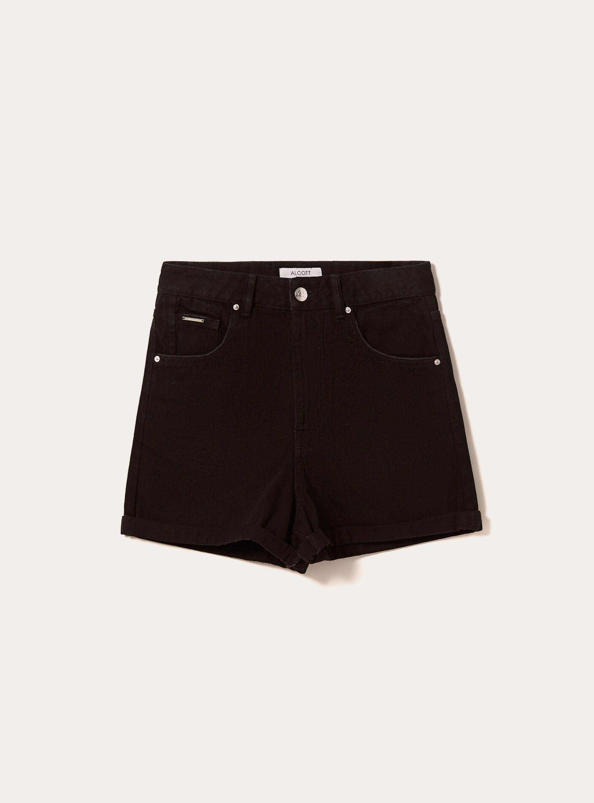 Denim mom fit shorts, D000 BLACK