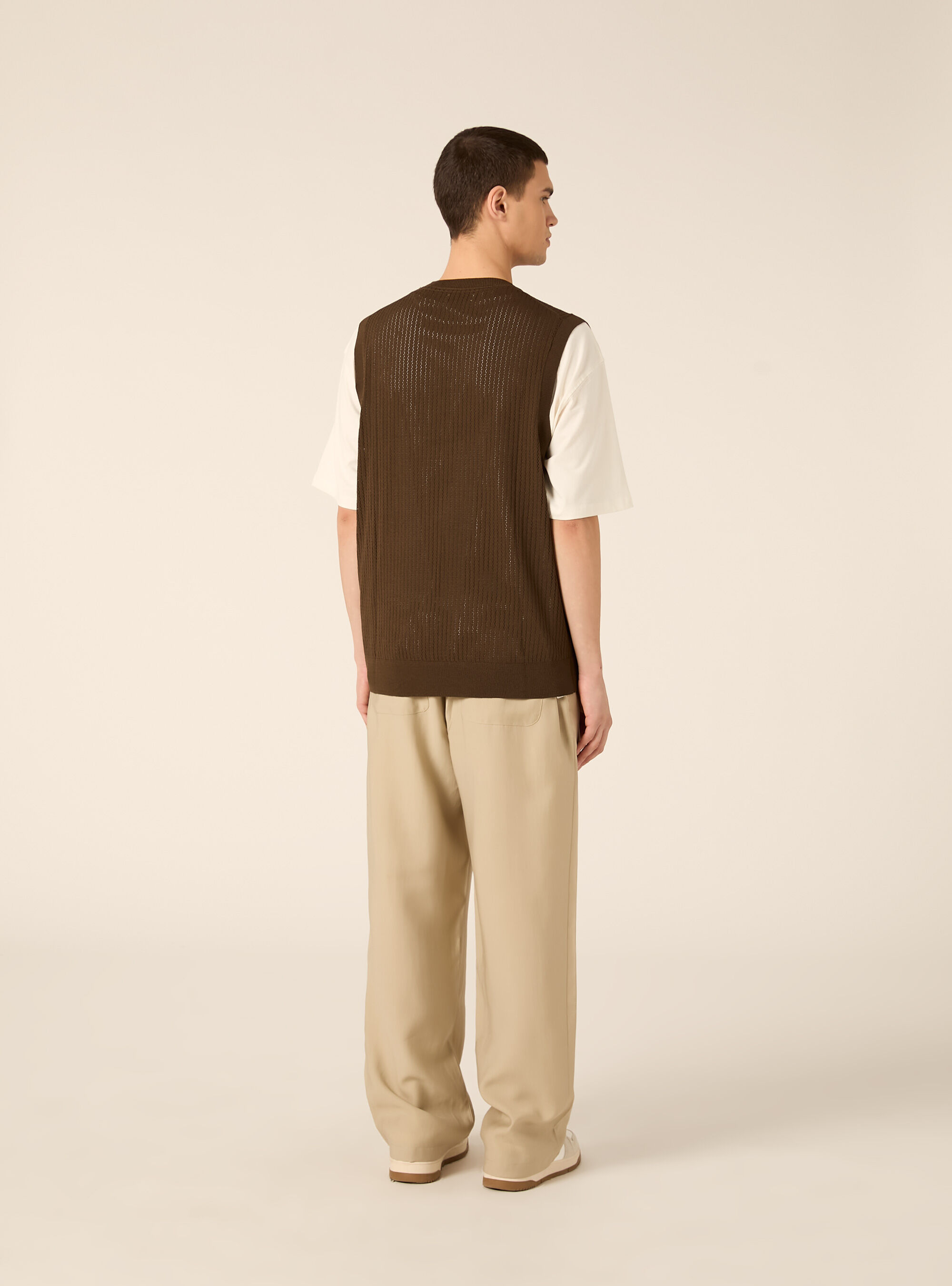 Gilet regular fit in maglia, BR3 BROWN LIGHT