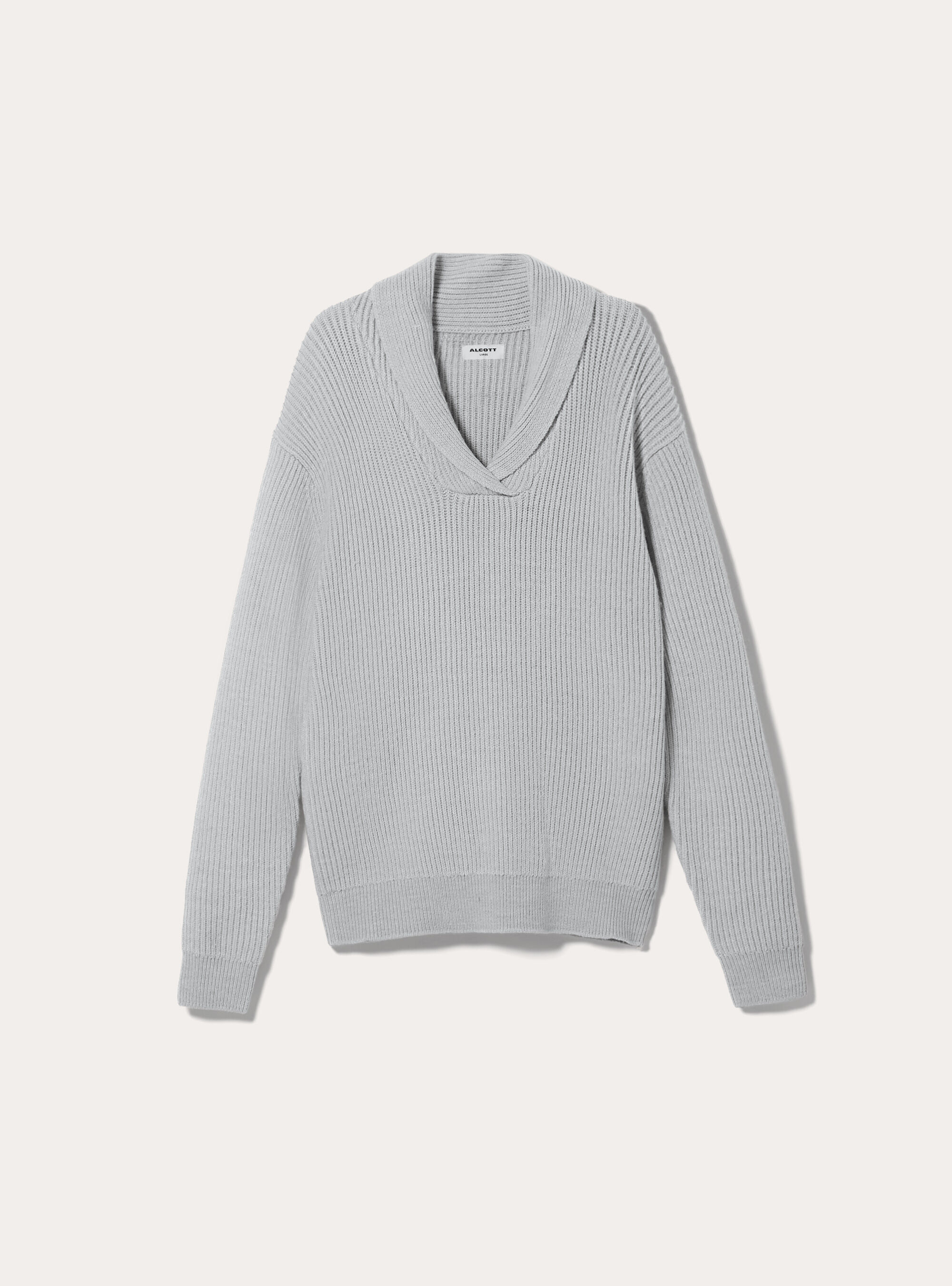 Soft ribbed pullover with raised collar, MGY3 GREY MEL LIGHT