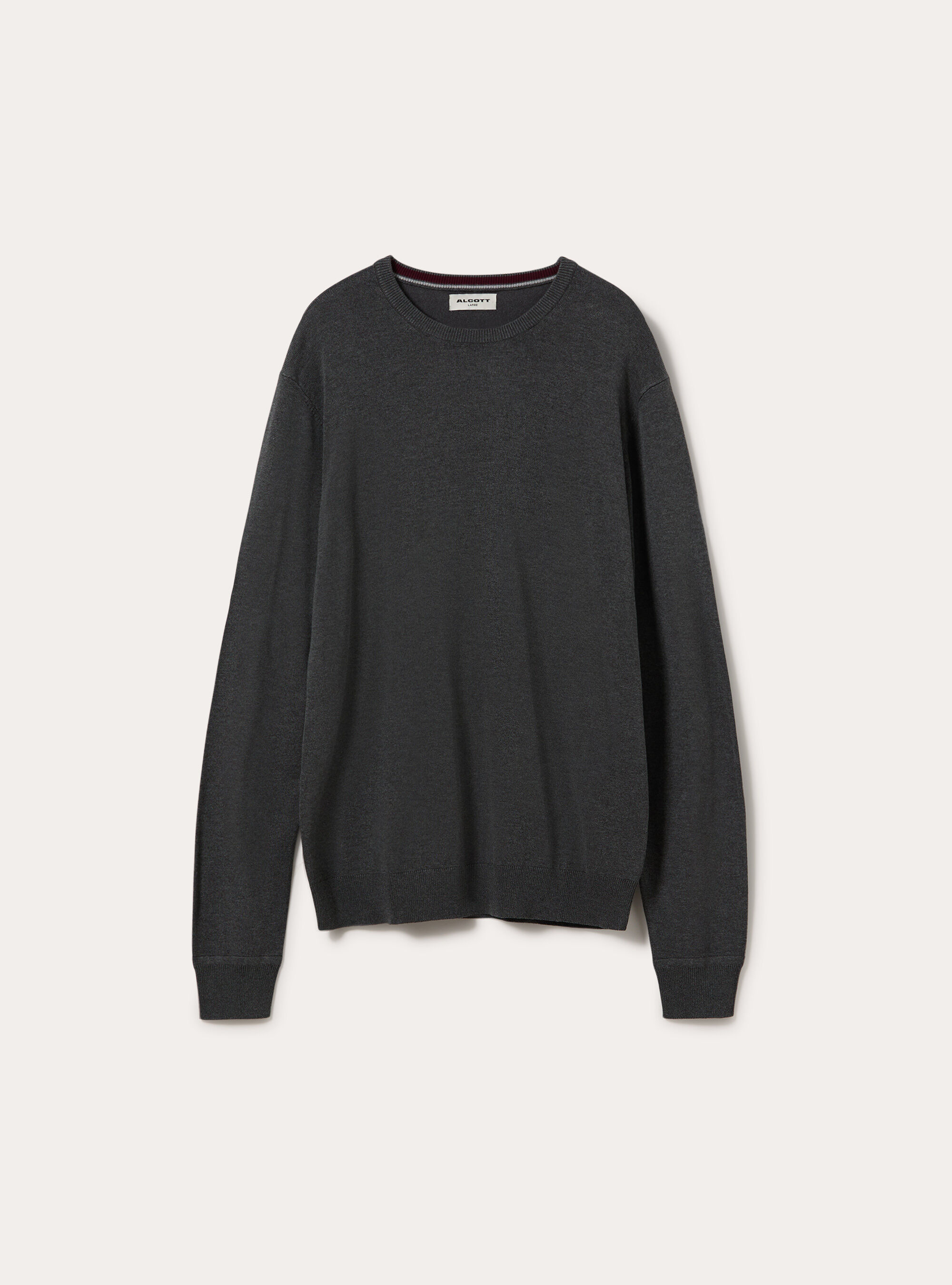 Pullover girocollo in viscosa, MGY1 GREY MEL DARK