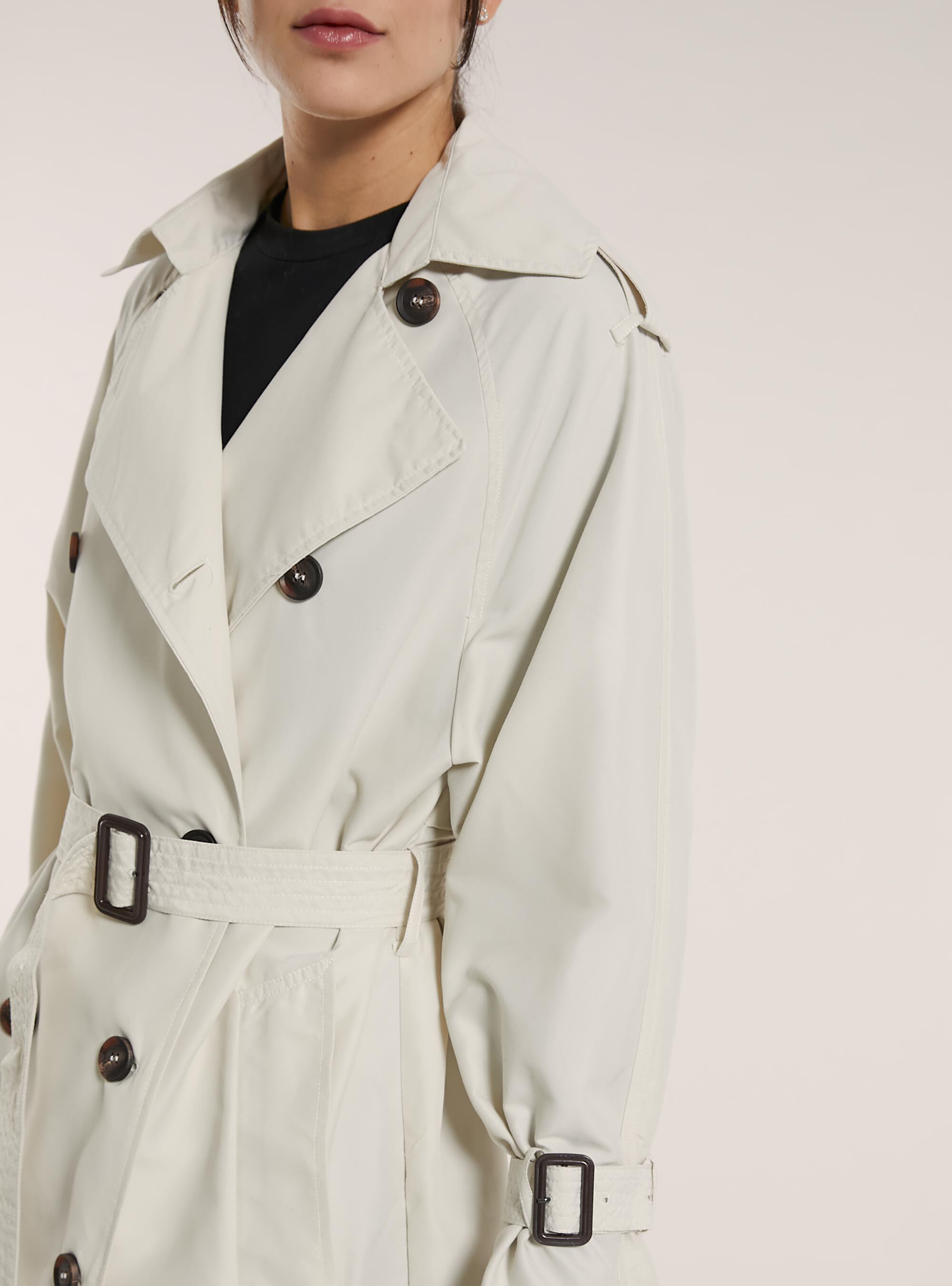 Trench lungo con cintura, WH1 OFF WHITE