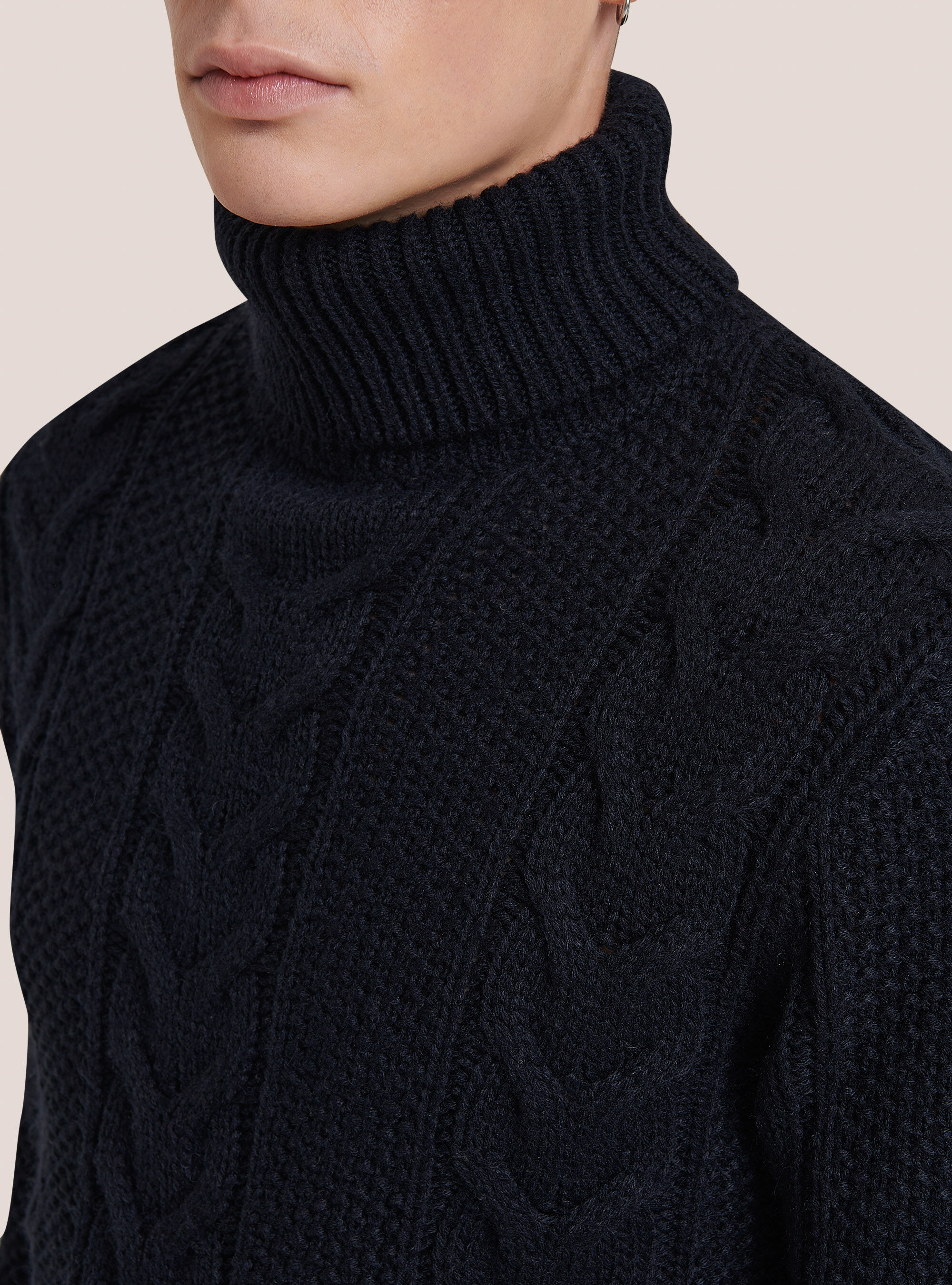 Pullover con trecce, BLU MARINO