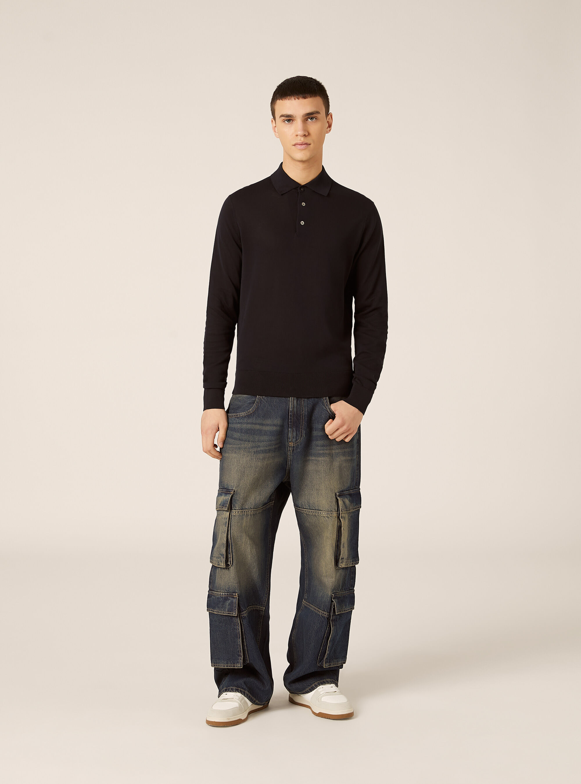 Polo de manga larga de algod&oacute;n
