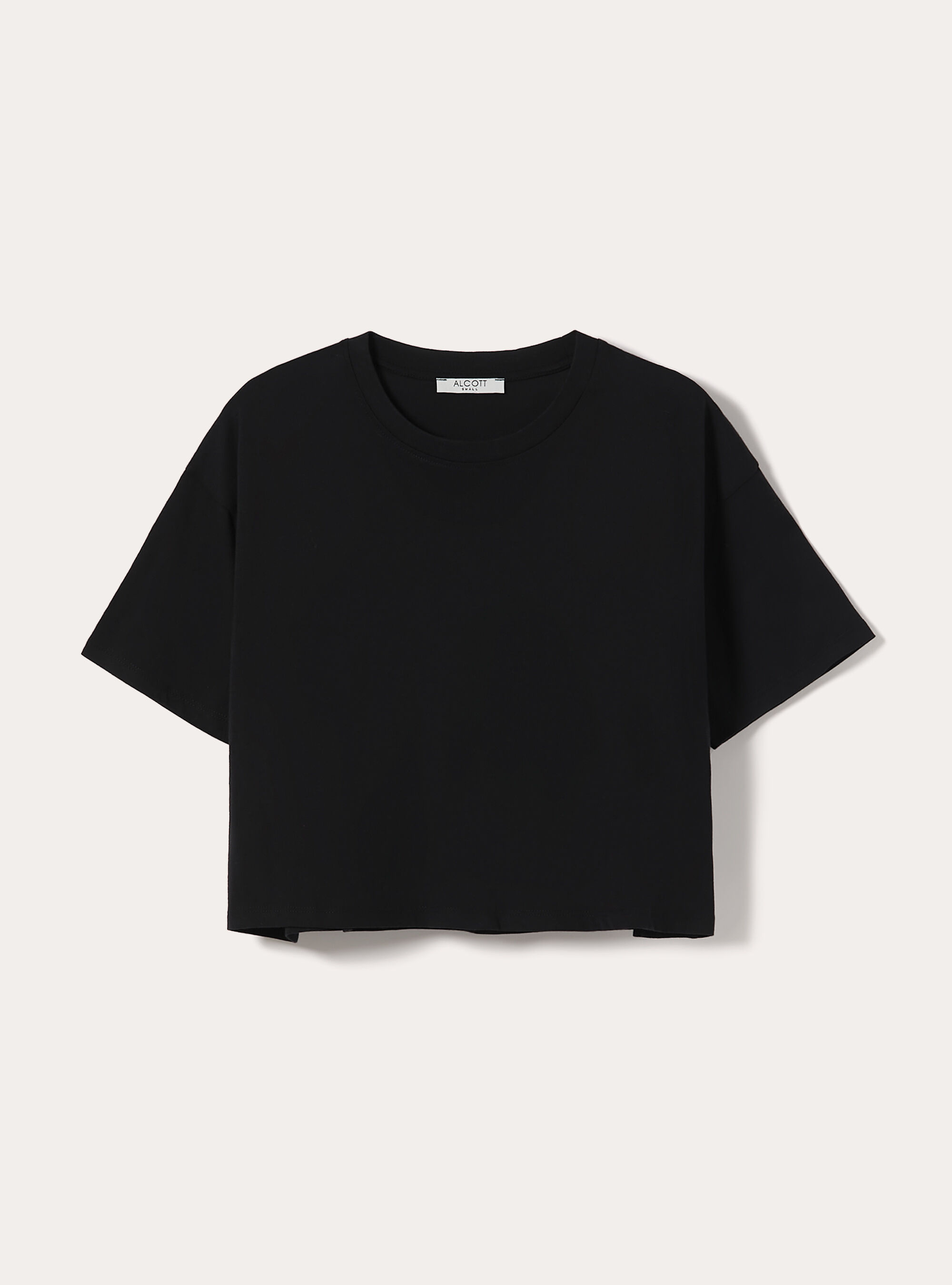 T-shirt crop over tinta unita, BK1 BLACK