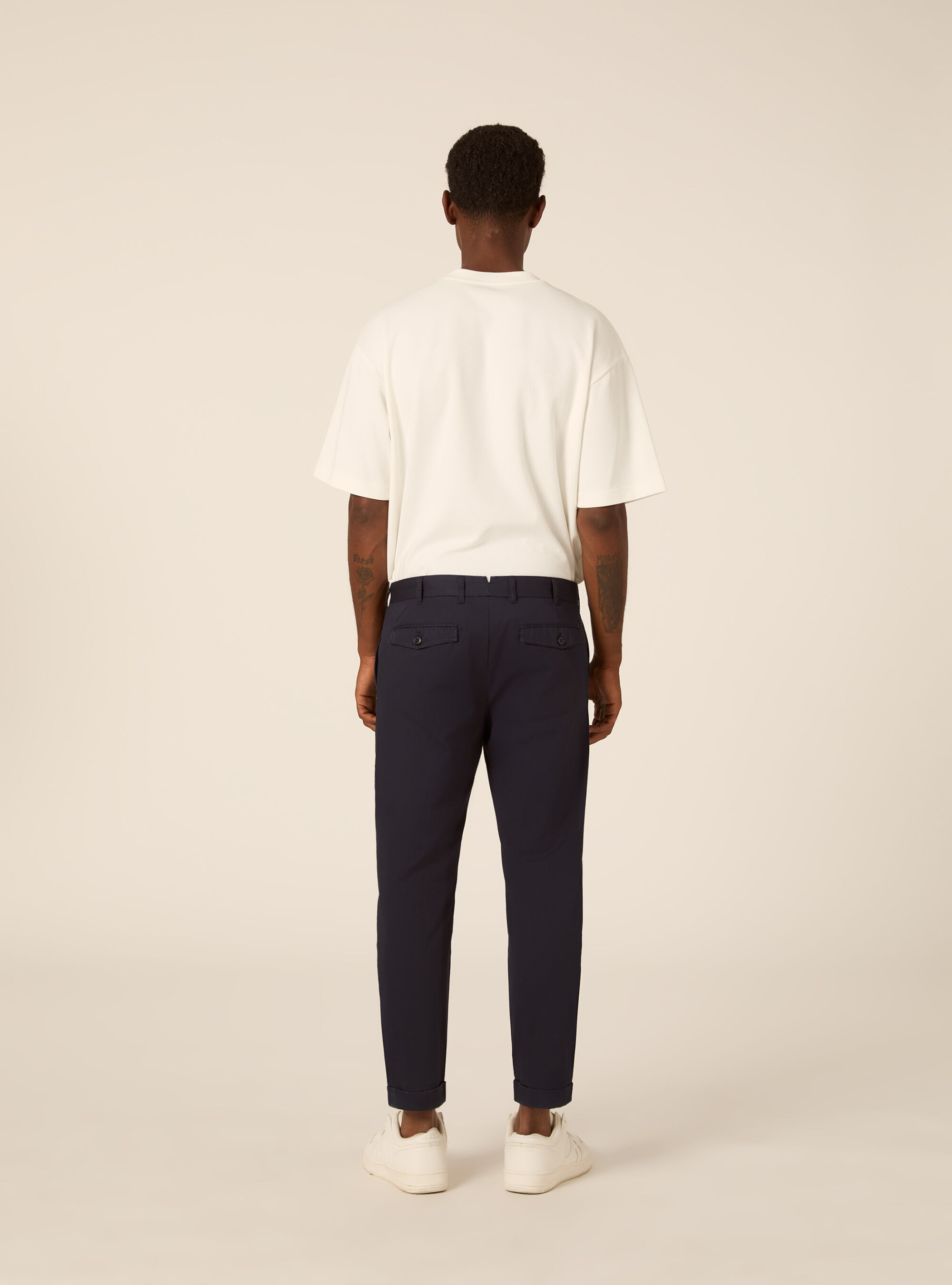 Pantaloni chino slim fit in twill, BL1 BLUE DARK