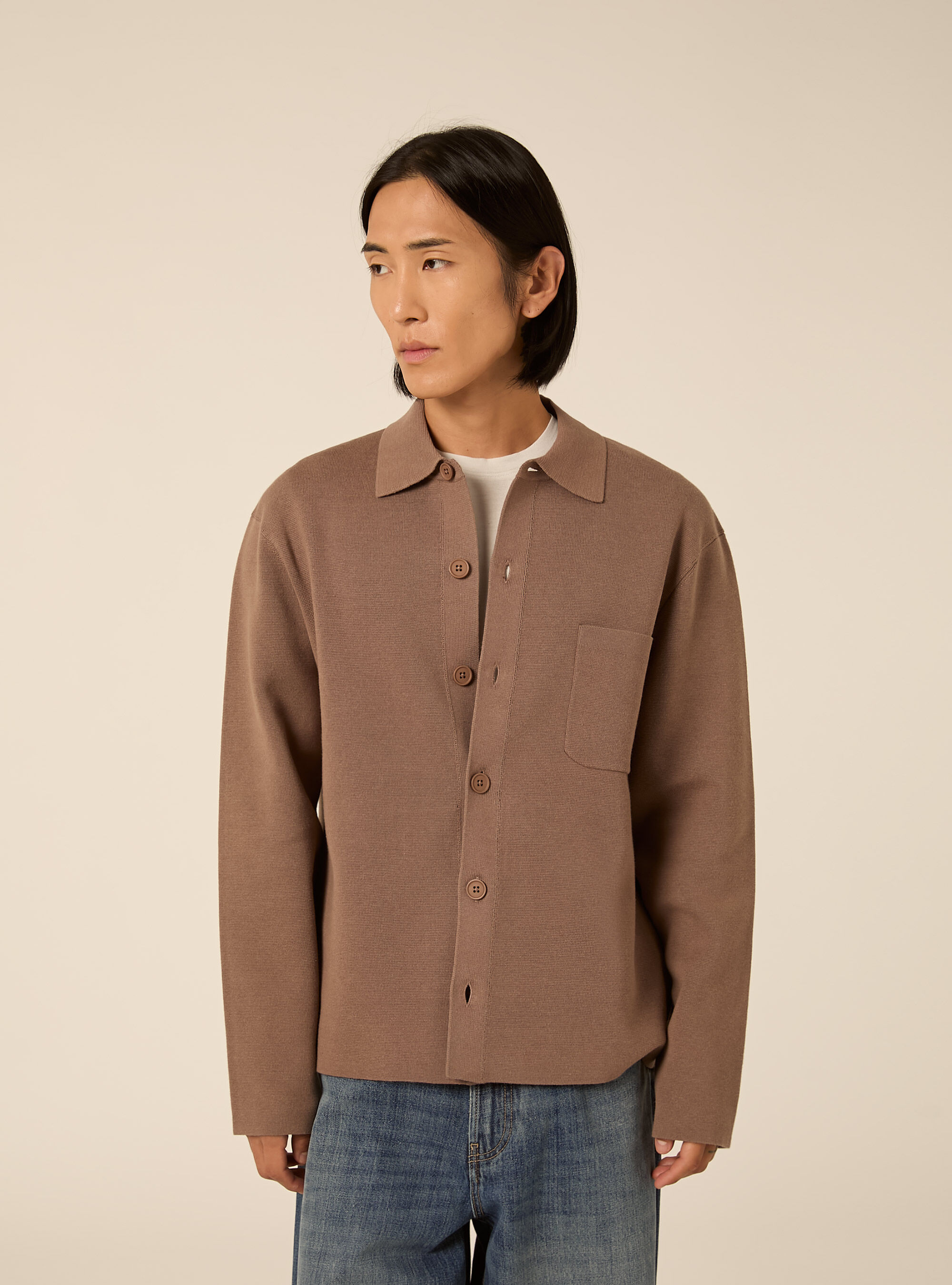 Cardigan in maglia strutturata con colletto