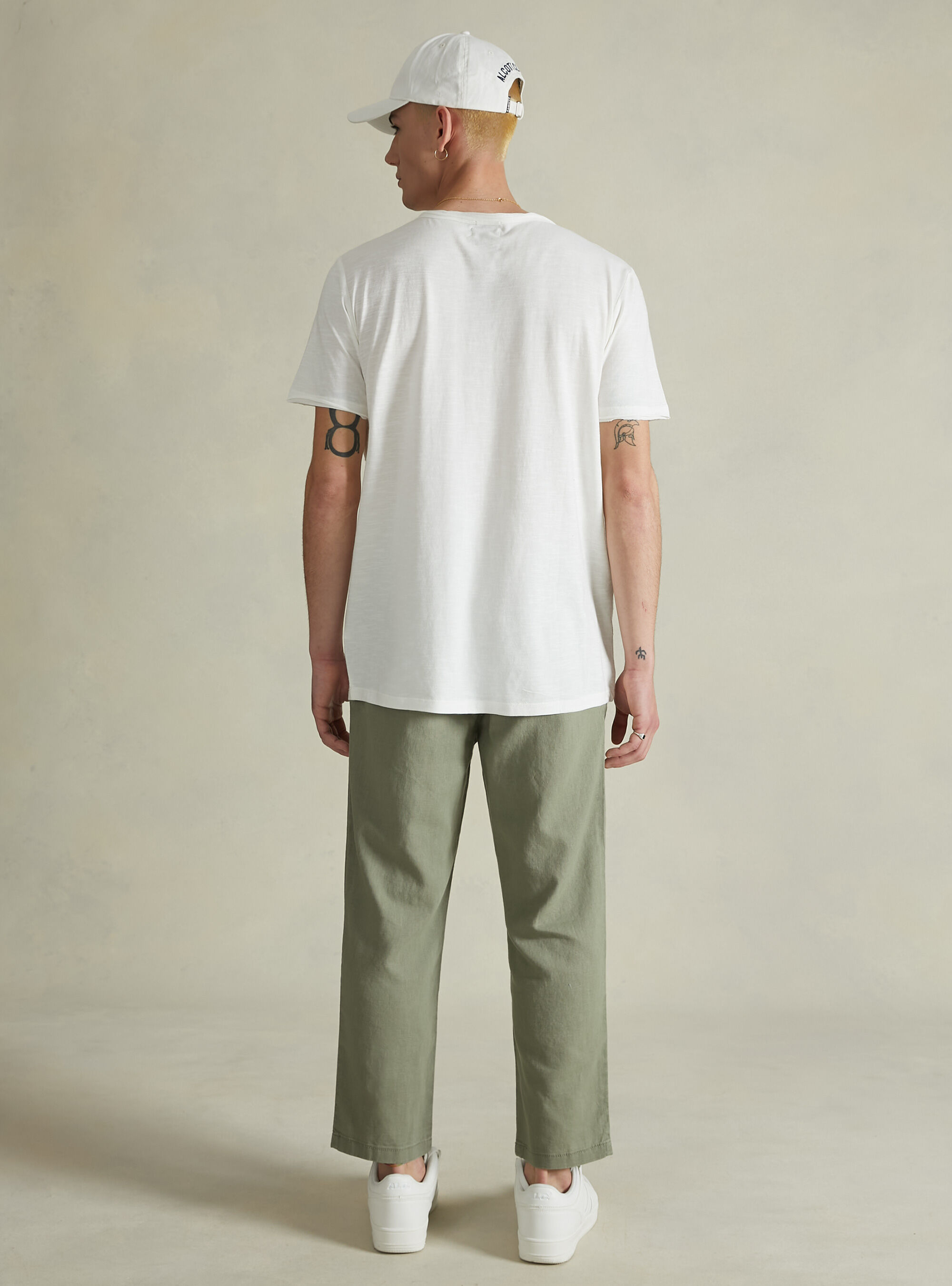 Linen blend short-sleeved T-shirt, WH2 WHITE
