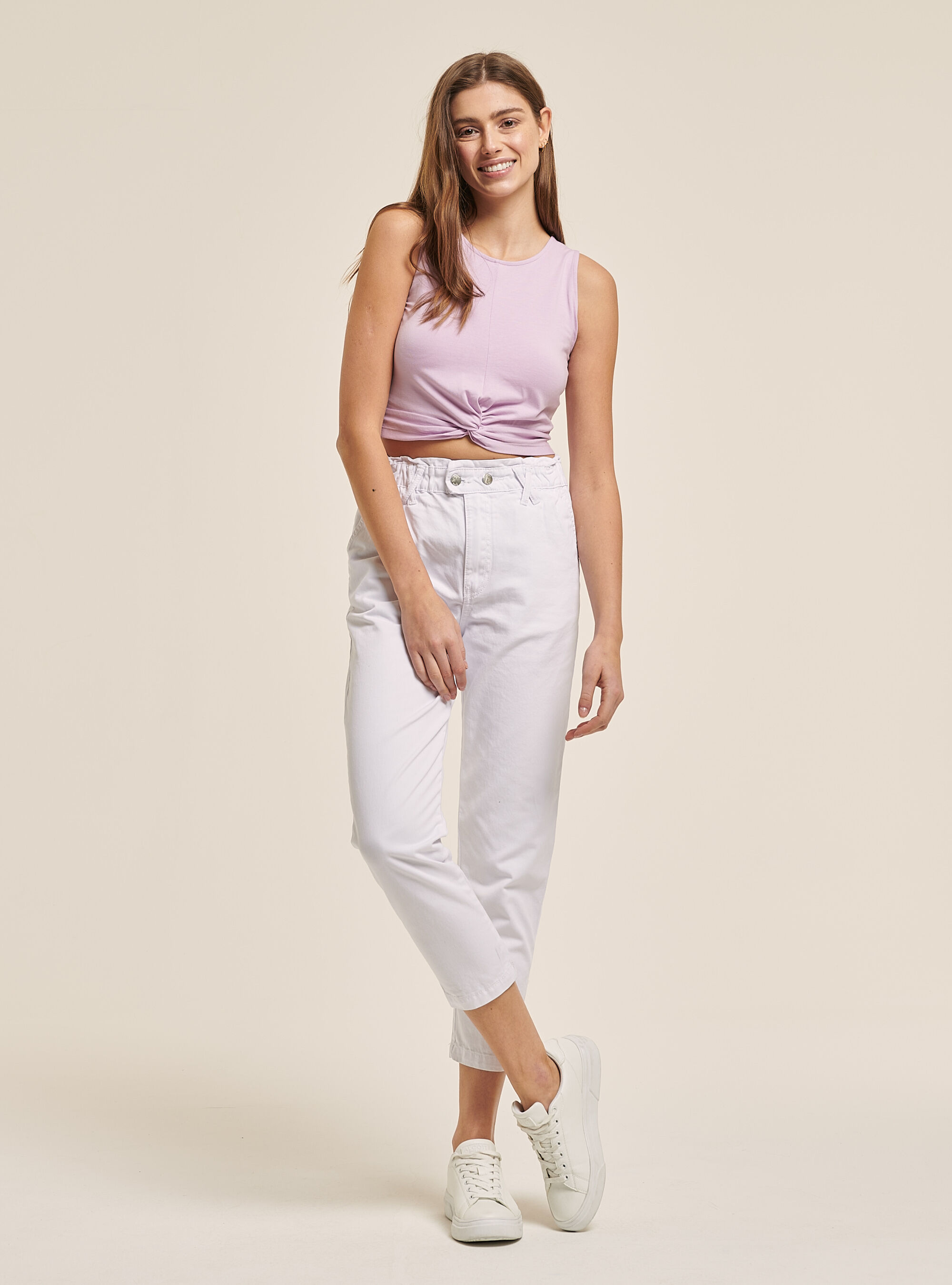 Cotton baggy trousers, WHITE