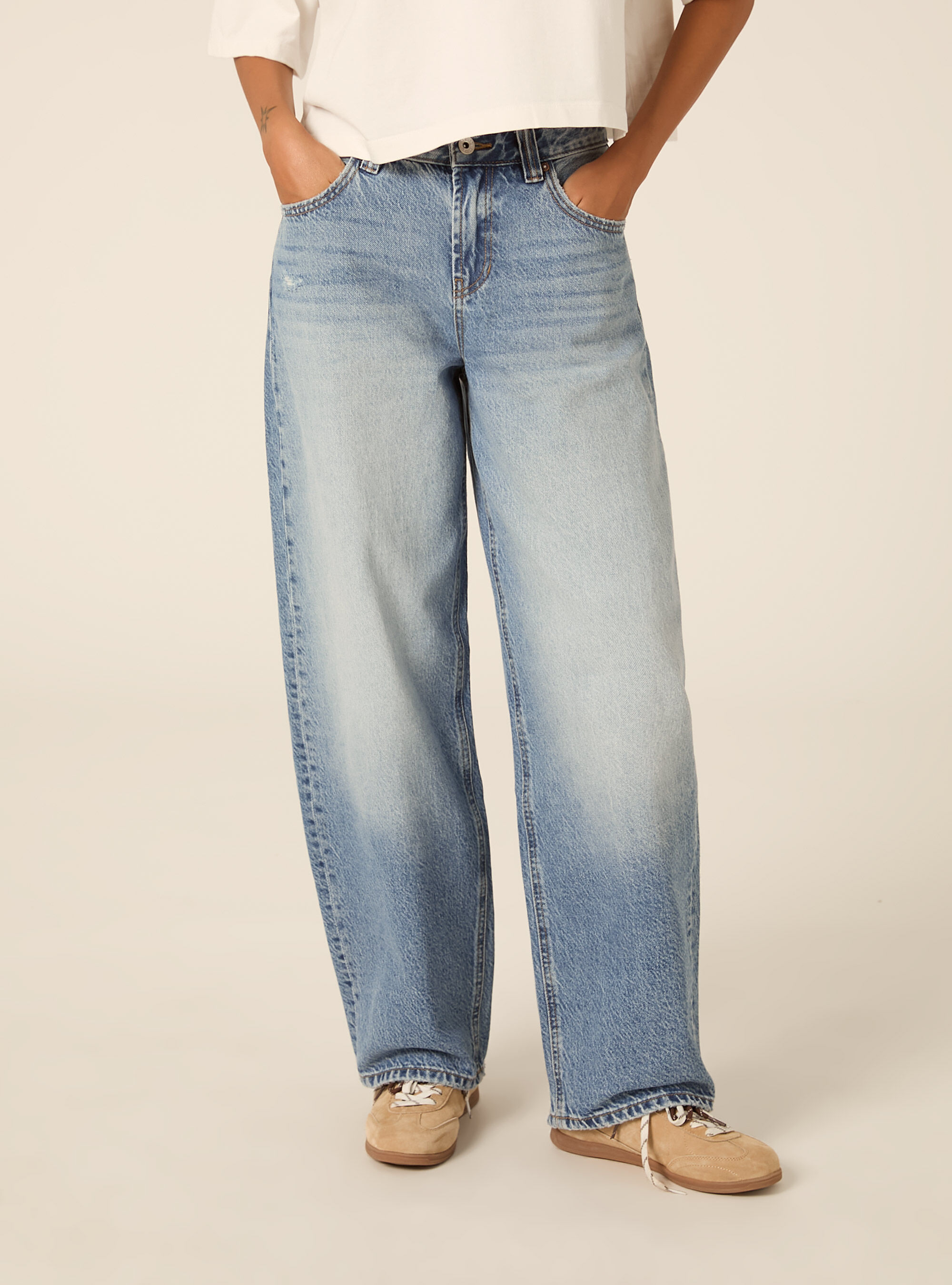 Jean coupe barrel taille haute