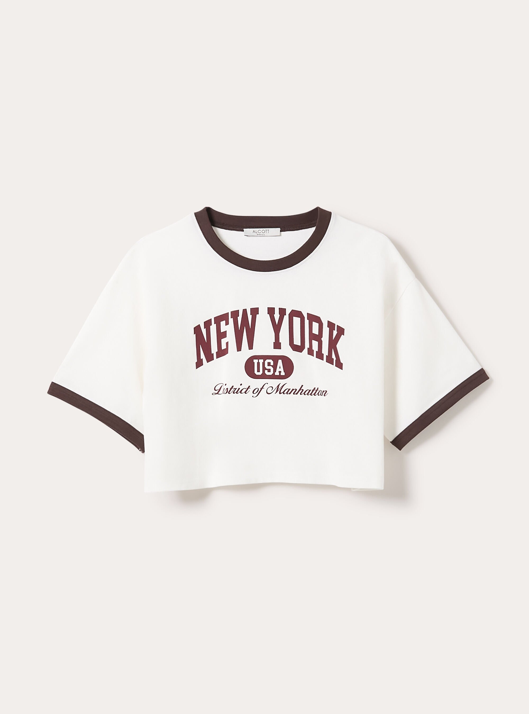 T-shirt crop stampa college, WH1 OFF WHITE