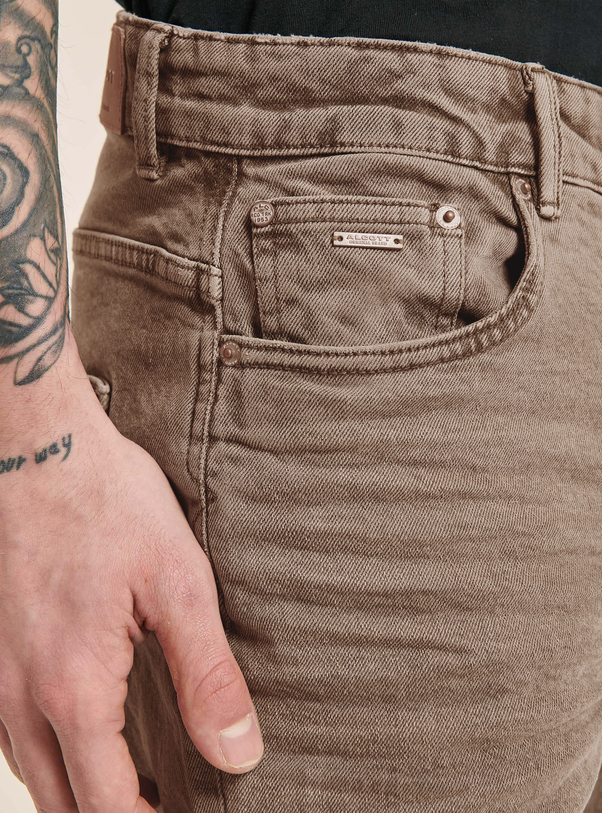 Bermuda in cotone twill stretch tinto in capo, BR2 BROWN MEDIUM