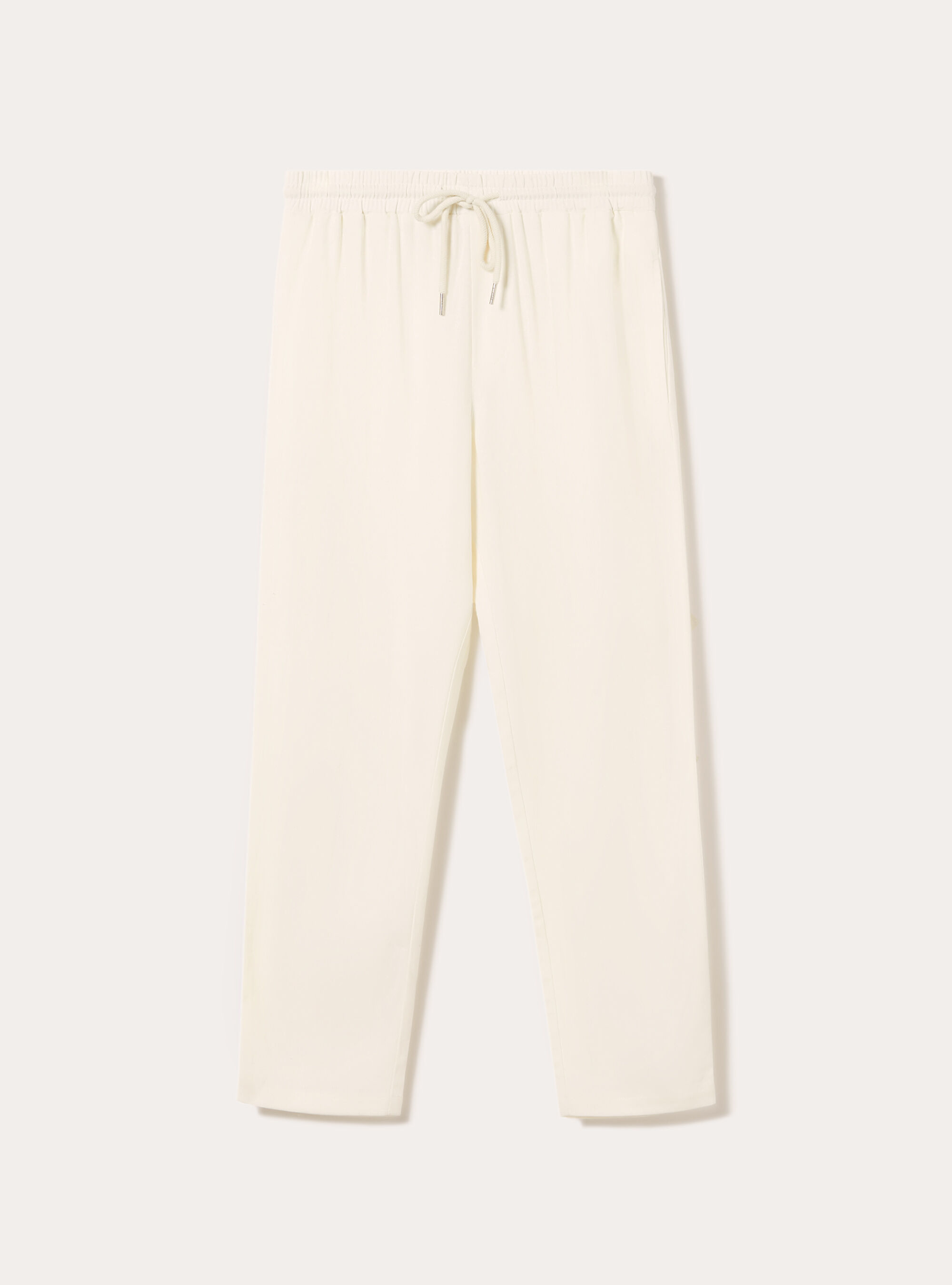 Pantaloni jogger in misto lino, PANNA