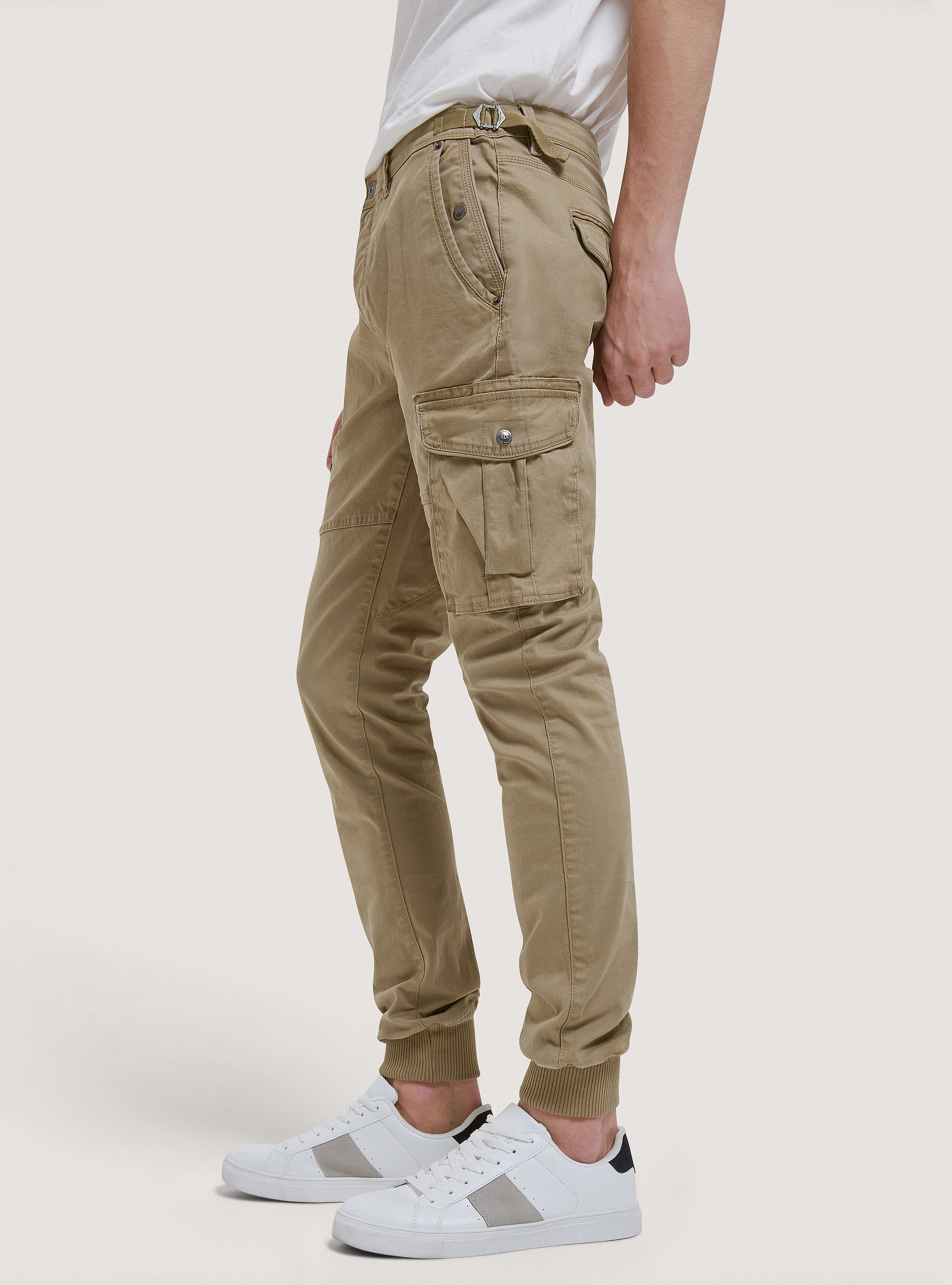 Pantaloni cargo in cotone con elastico